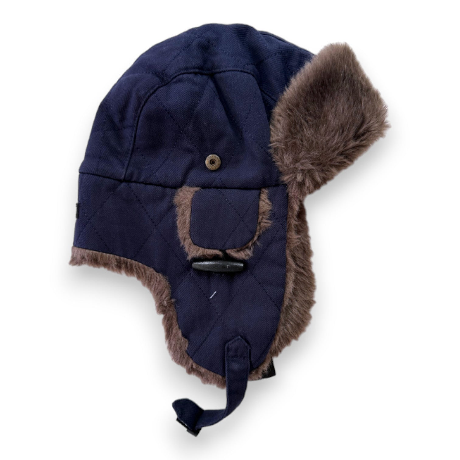 JACADI - Marineblaue und braune Pelzchapka - 3 Jahre