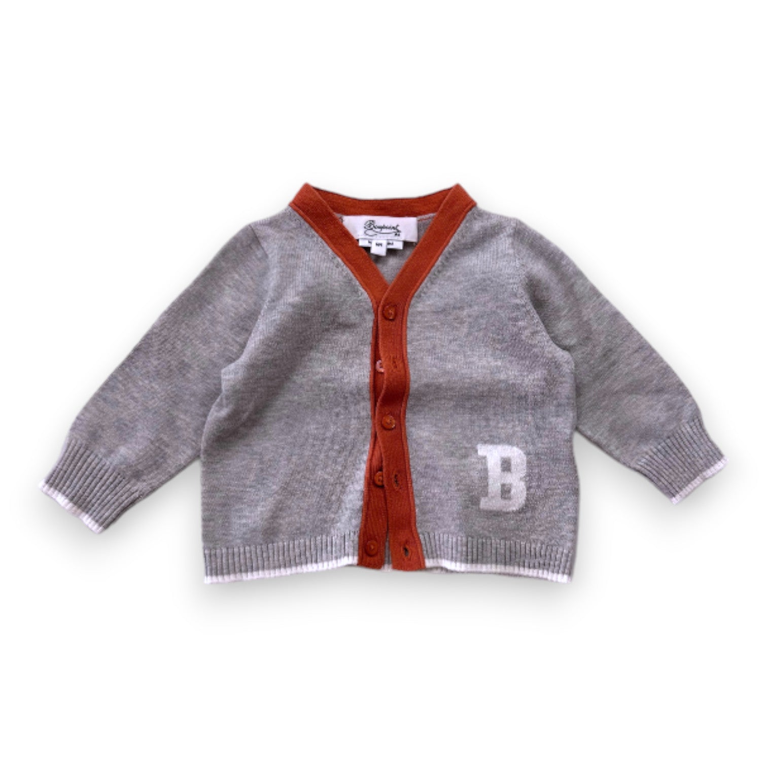BONPOINT - Grey and brown cardigan - 6 months