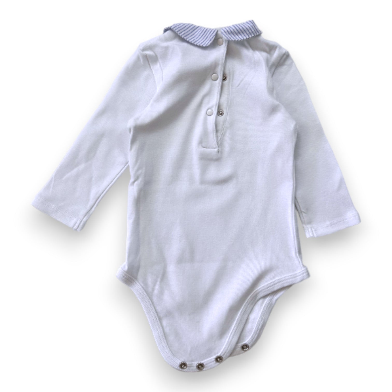 CYRILLUS - White long-sleeved bodysuit with blue detail - 9 months