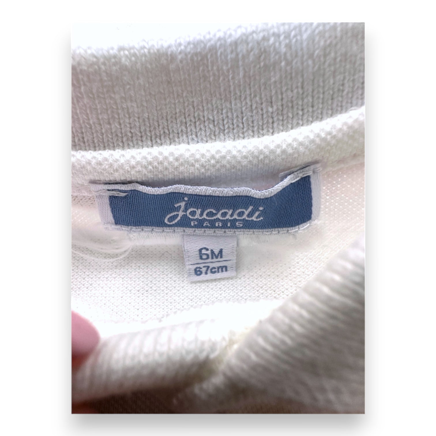 JACADI - Weißer Overall mit blauen und roten Details - 6 Monate