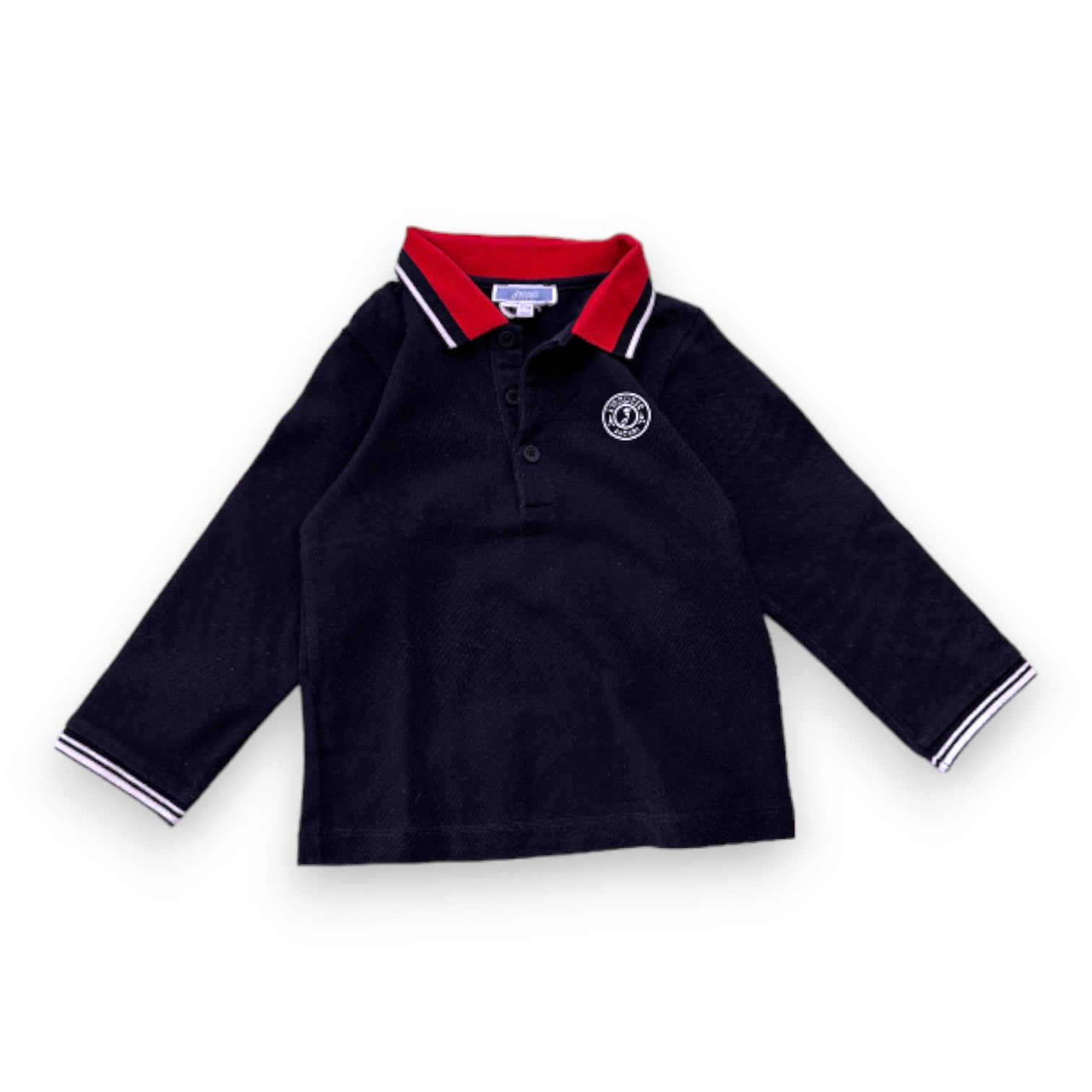 JACADI - Marineblaues Langarm-Poloshirt - 2 Jahre