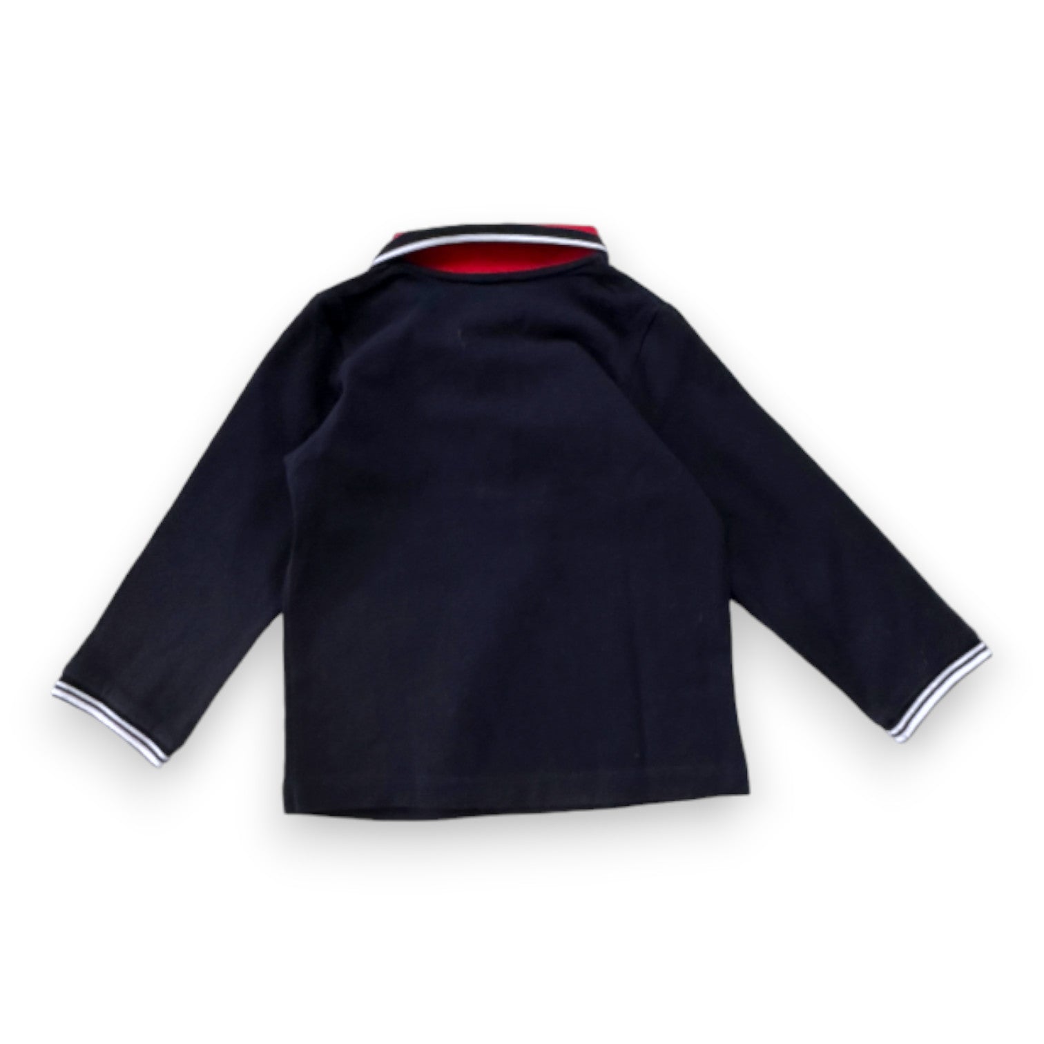 JACADI - Marineblaues Langarm-Poloshirt - 2 Jahre
