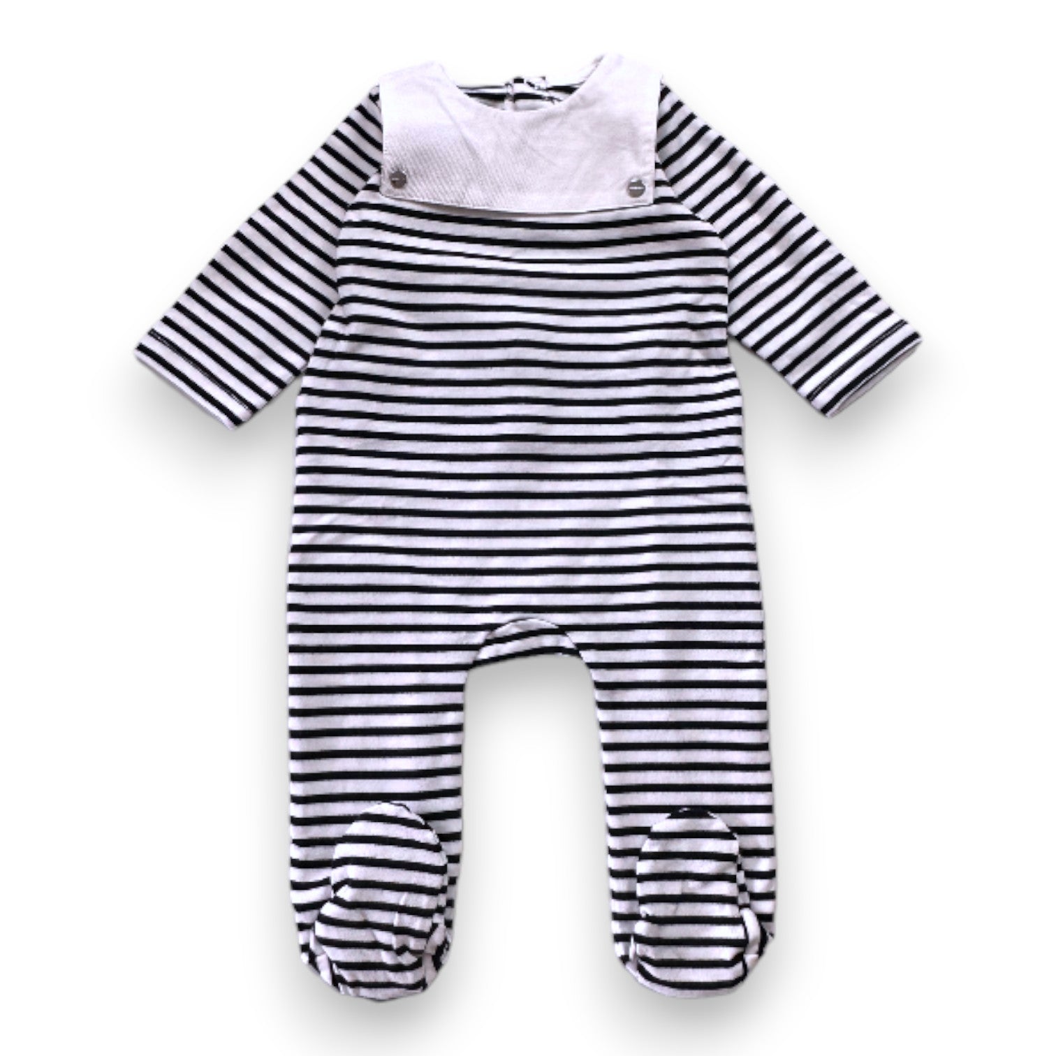 JACADI - Blau-weiß gestreifter Pyjama - 6 Monate