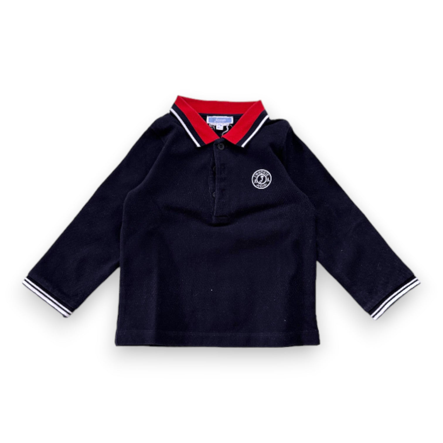 JACADI - Marineblaues Langarm-Poloshirt - 2 Jahre