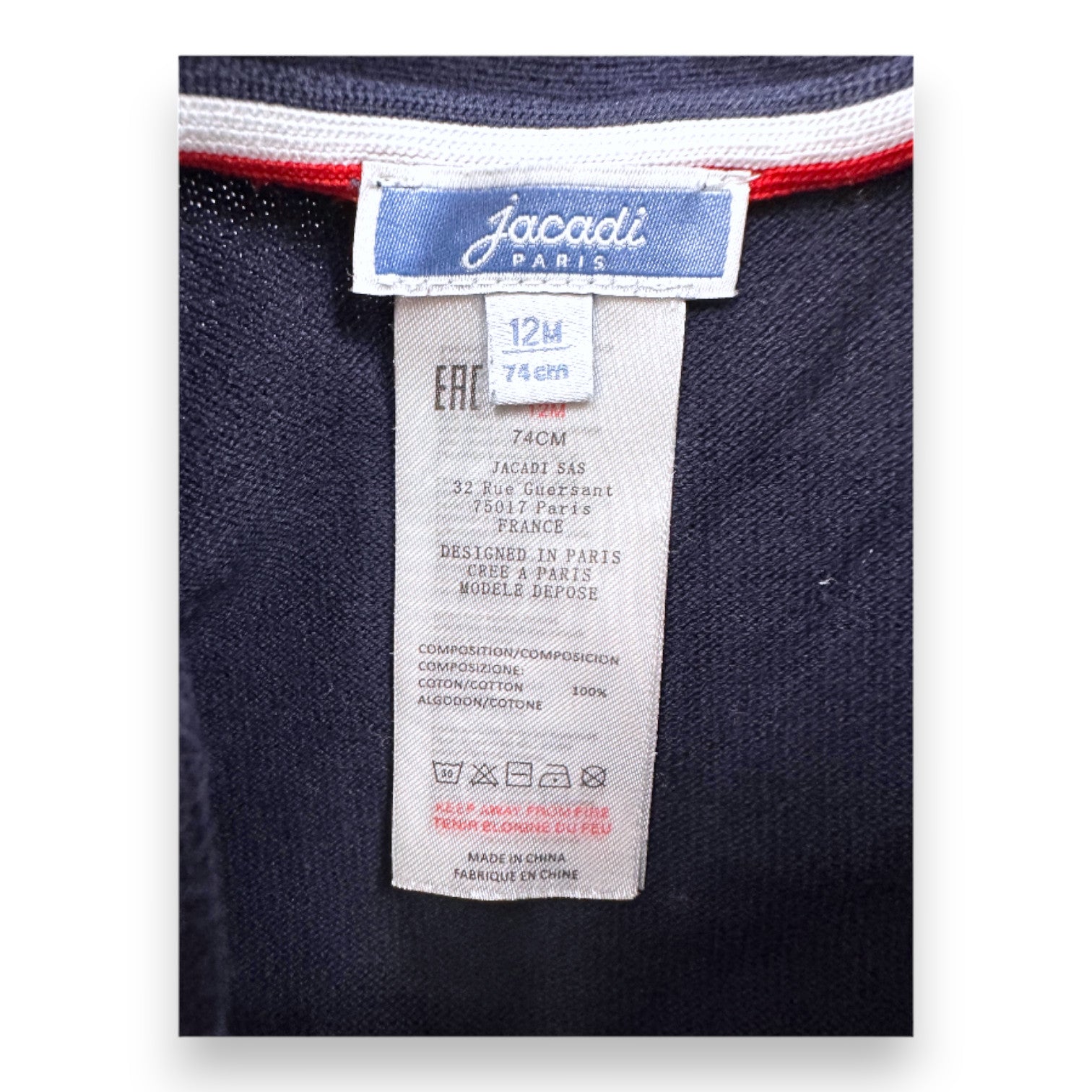 JACADI - Marineblaue Strickjacke - 12 Monate