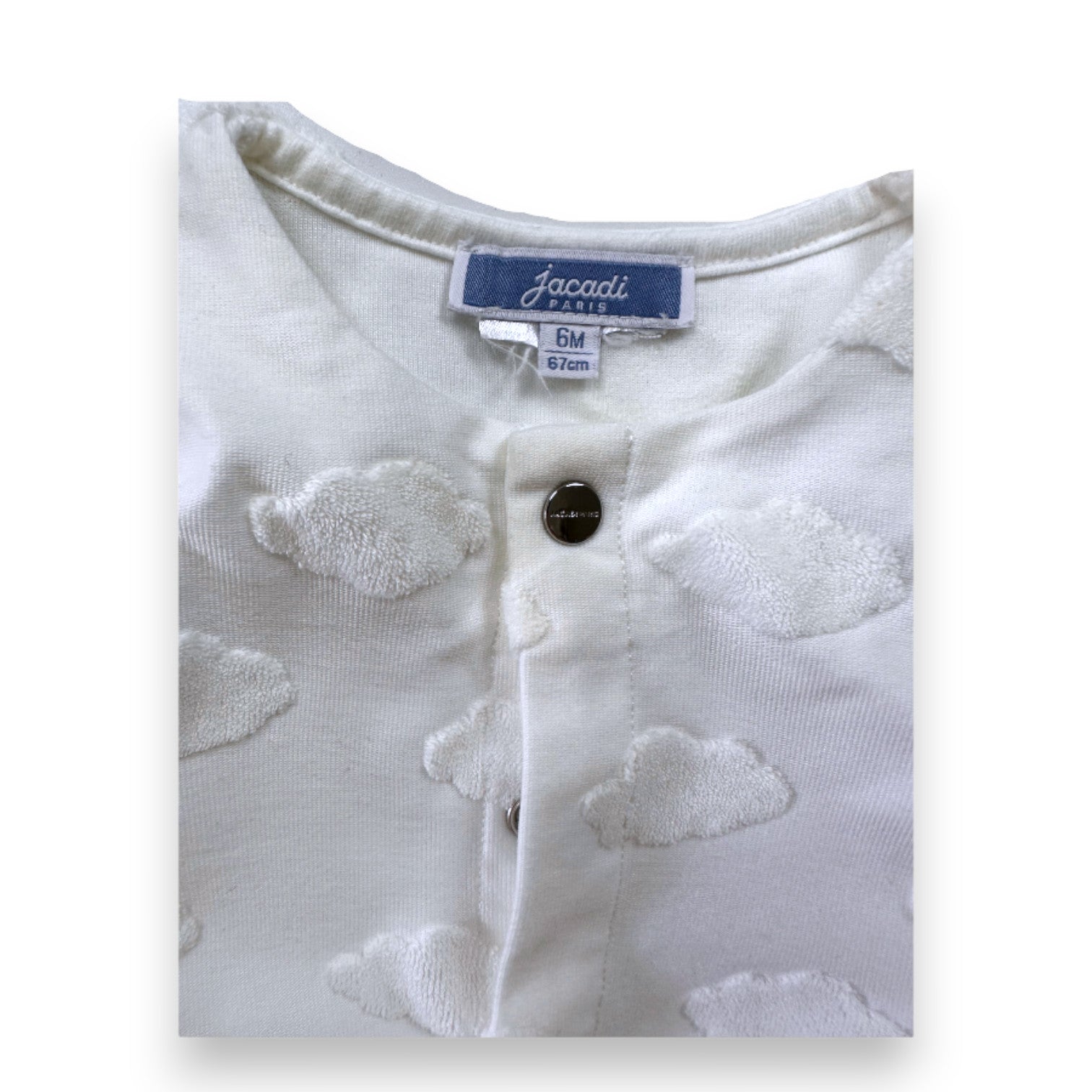 JACADI - White pajamas with embroidered clouds - 6 months