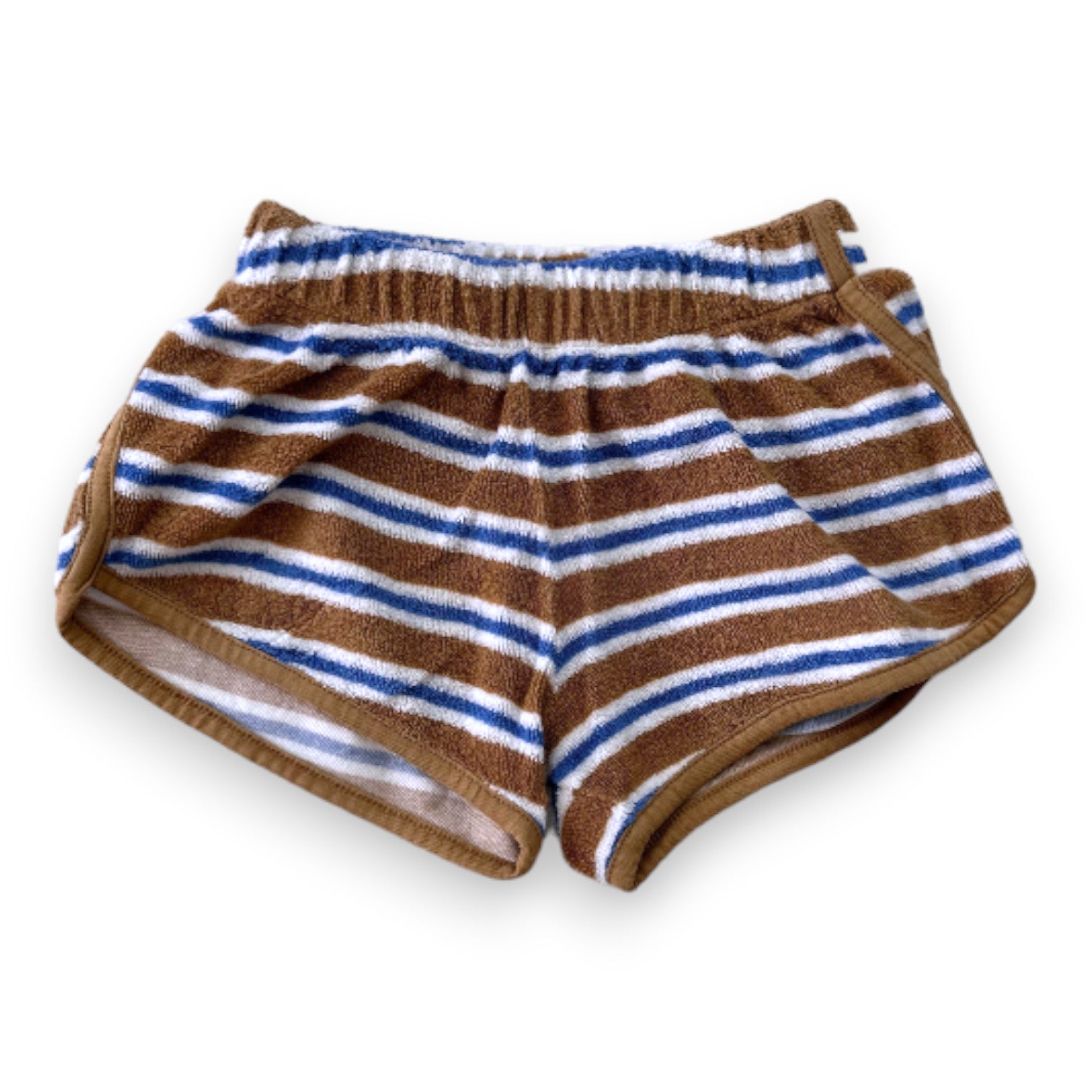 WE ARE KIDS - Blue, white and brown striped terry shorts - 4 years