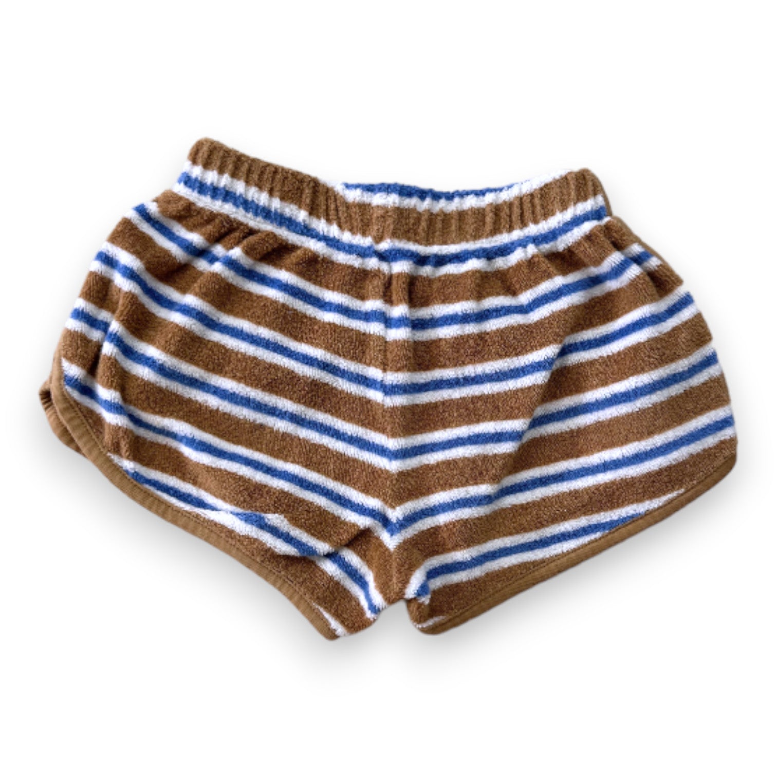 WE ARE KIDS - Blue, white and brown striped terry shorts - 4 years