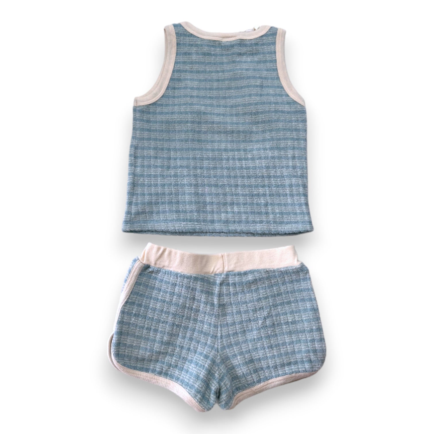 PETIT BATEAU - New blue terrycloth shorts and vest set - 4 years