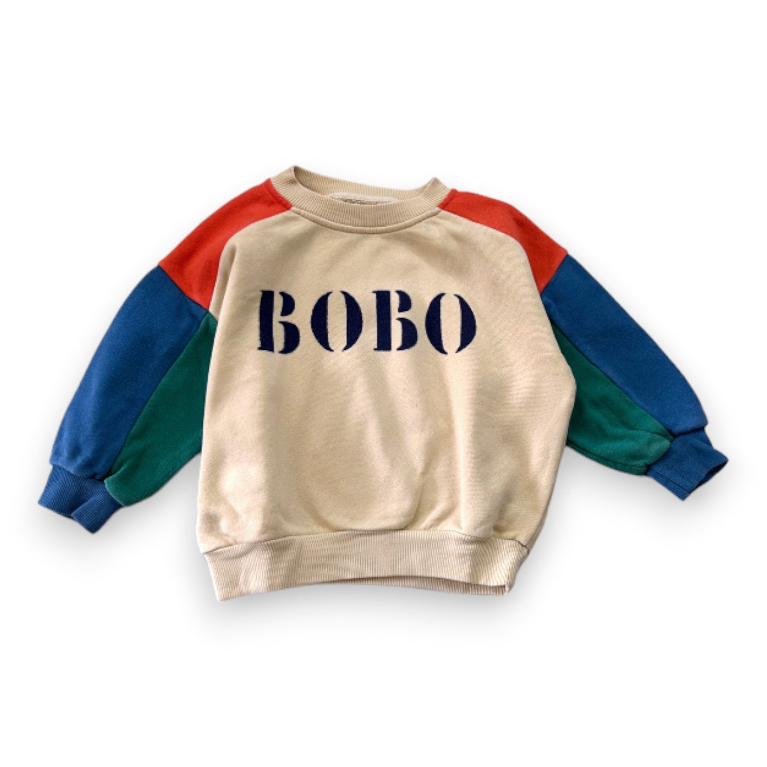 BOBO CHOSES - Beige, orange and blue sweatshirt - 2 years