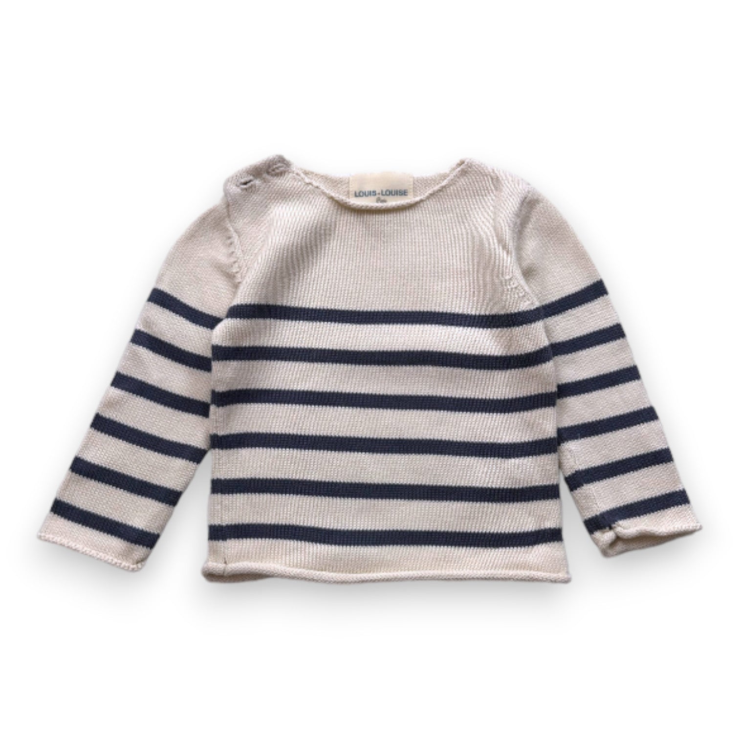 LOUIS LOUISE - Beige and blue striped sweater - 18 months