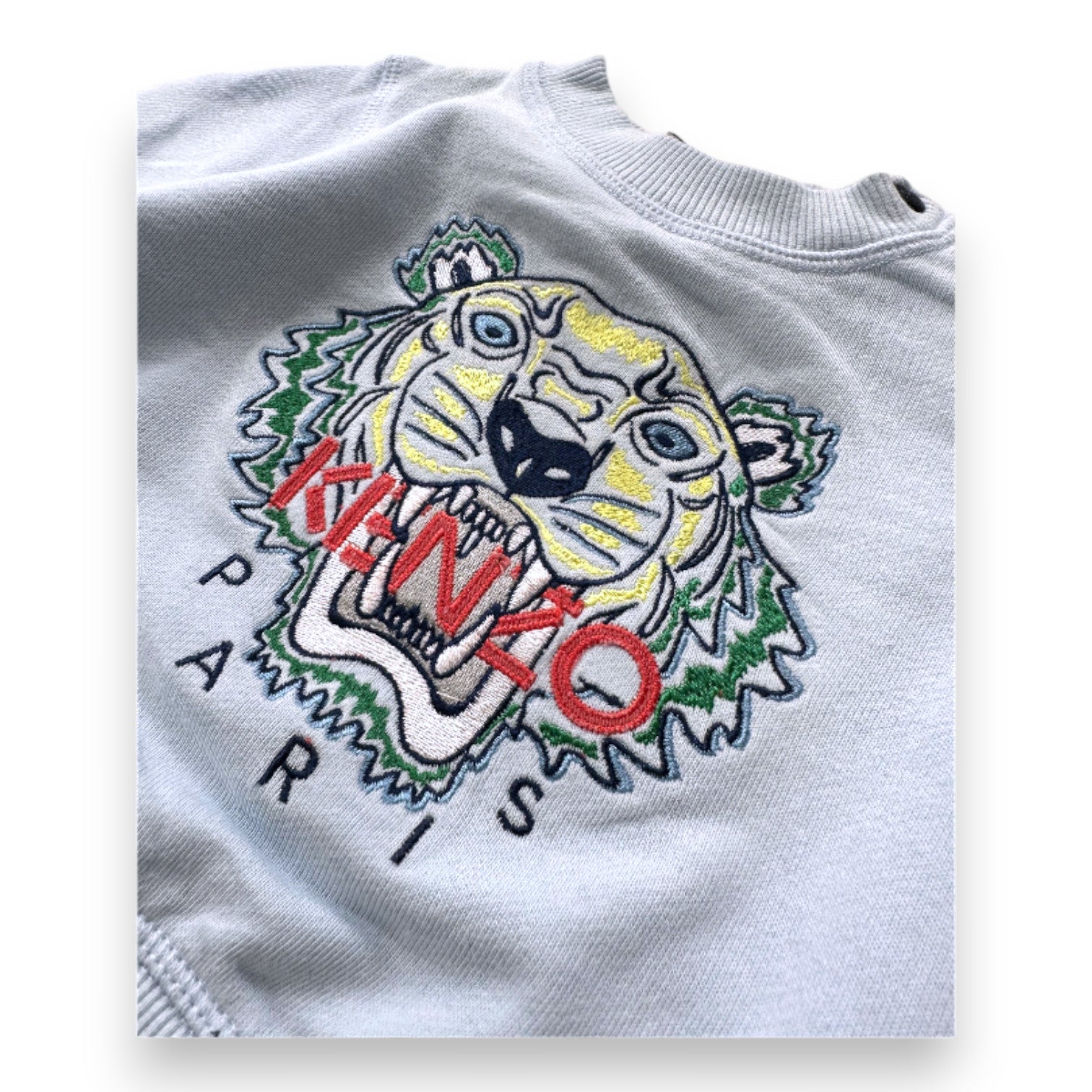 KENZO - Blue sweater with embroidered tiger - 12 months