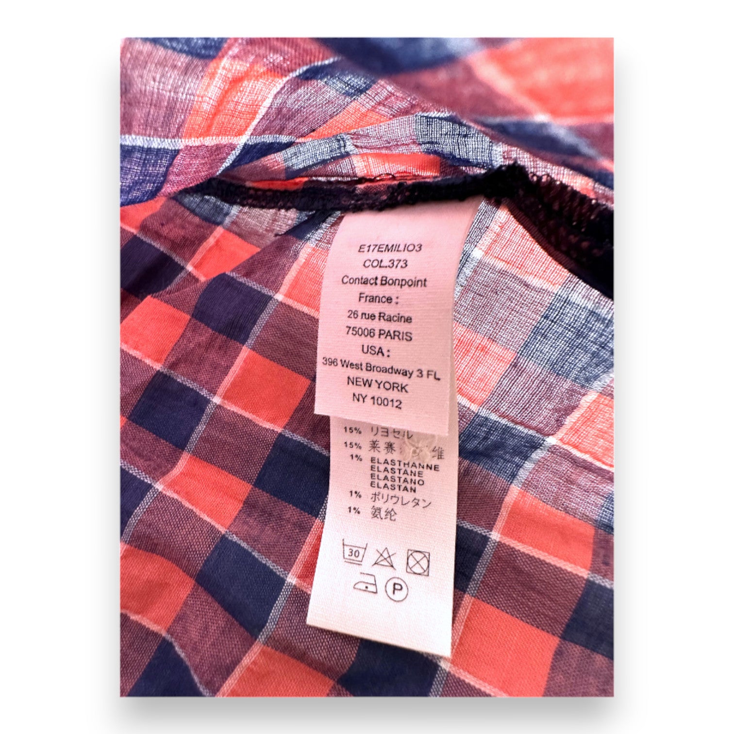 BONPOINT - Pink and blue checked shirt - 6 months