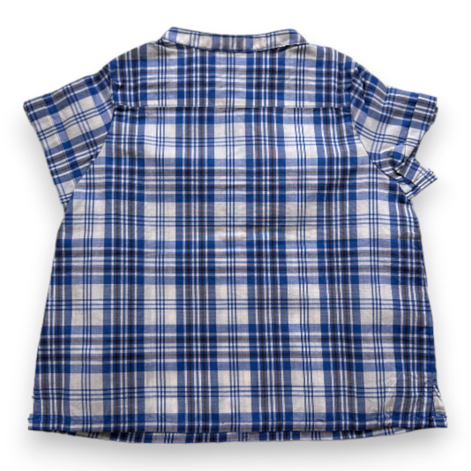 BONPOINT - Blue and white checked short-sleeved shirt - 12 months