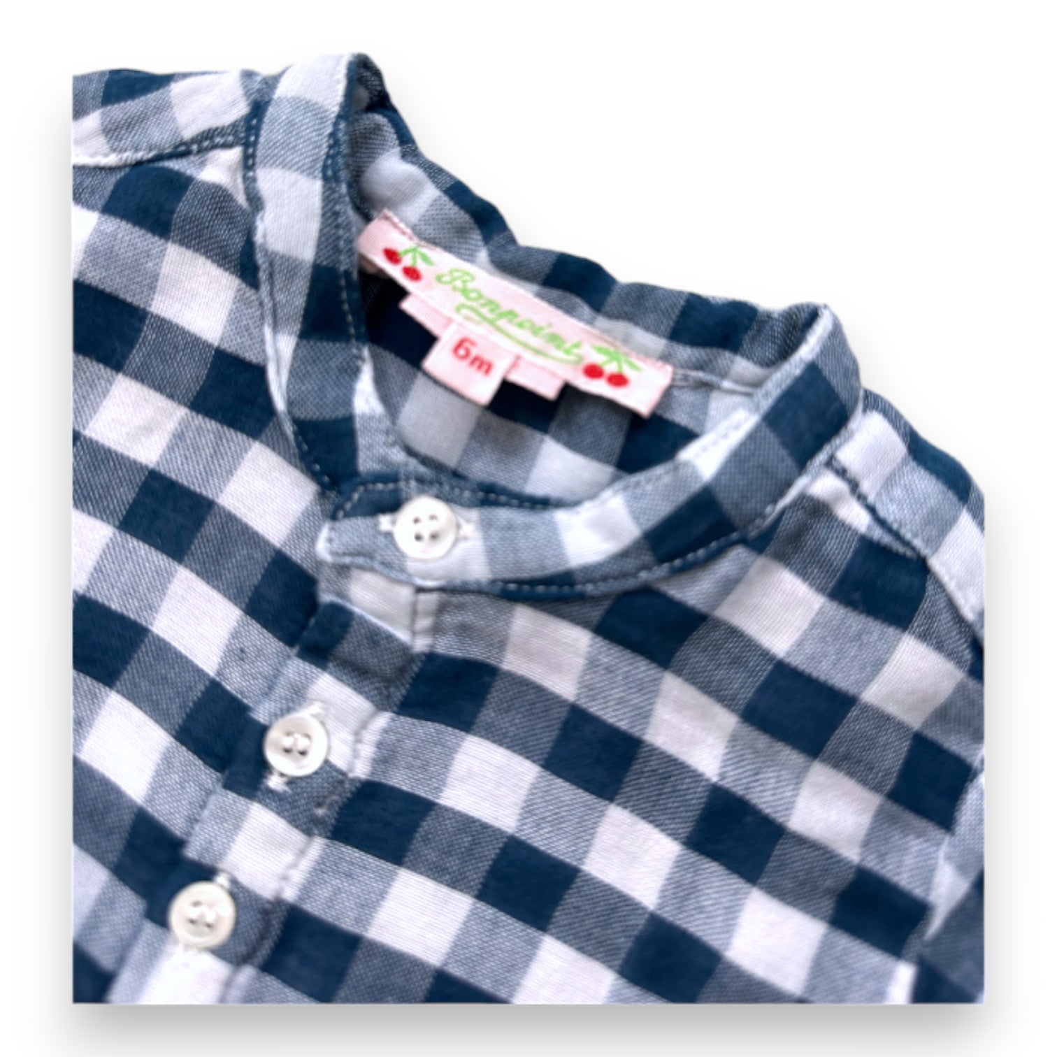 BONPOINT - Blue checked shirt - 6 months