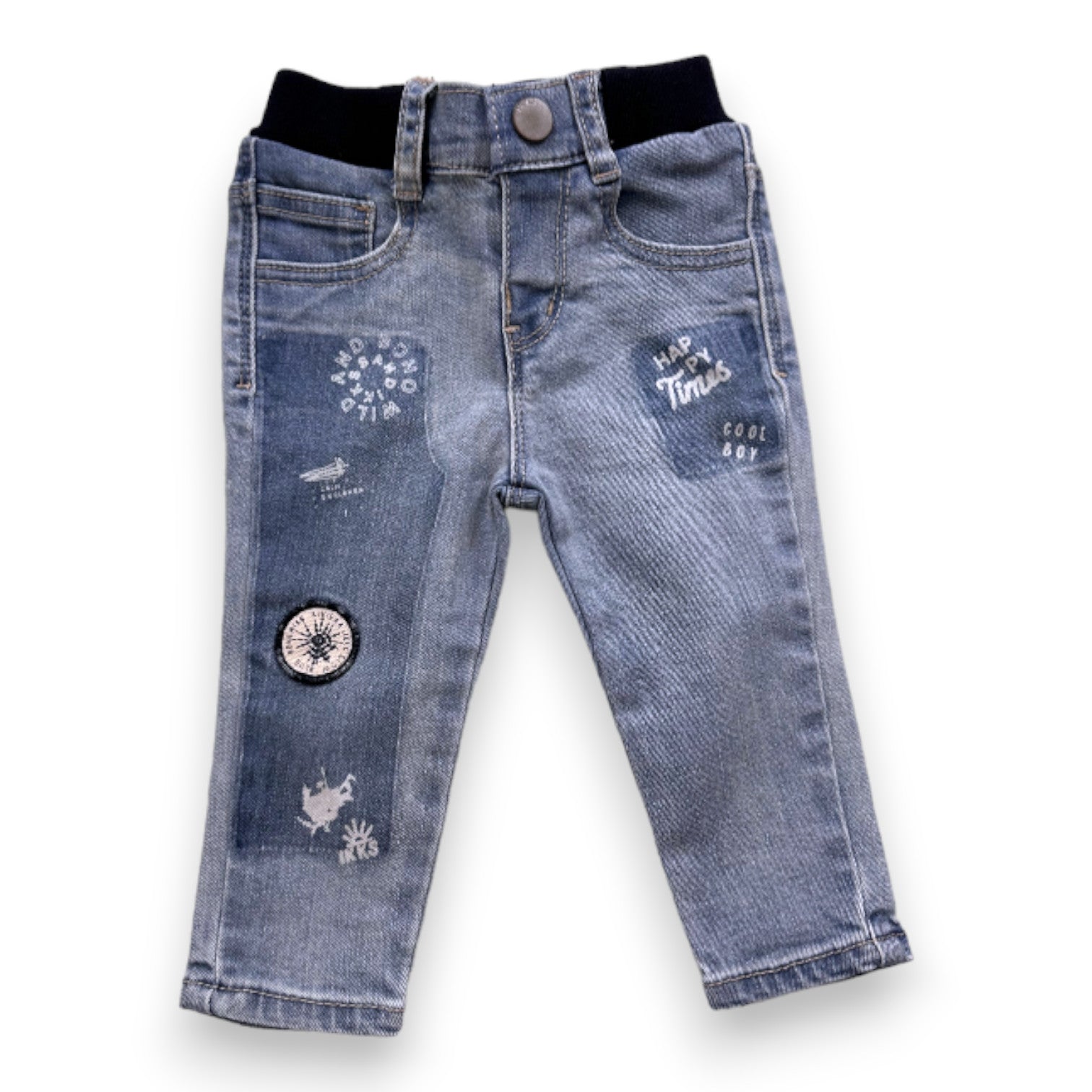 IKKS - New blue jeans with prints - 6 months