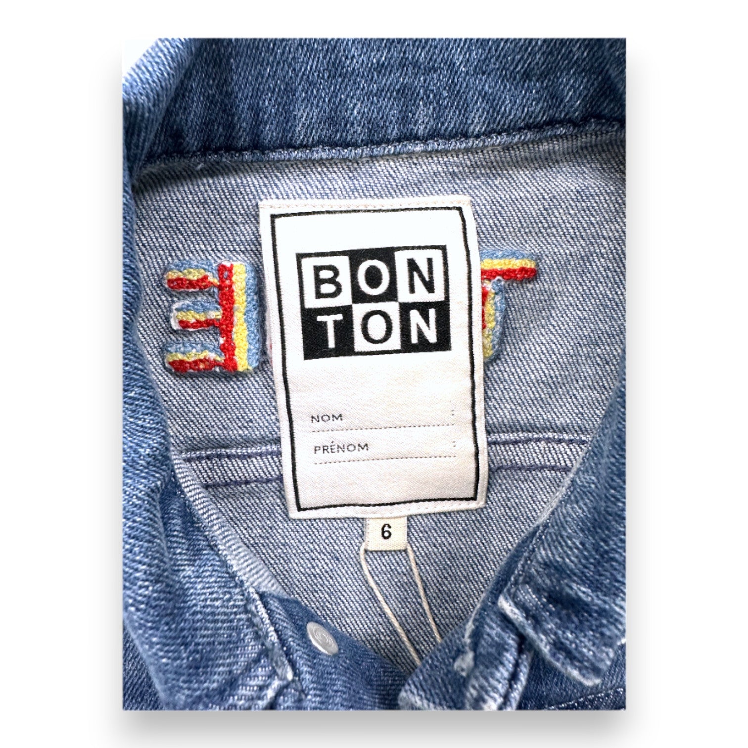 BONTON - Blue denim jacket with embroidery - 6 years
