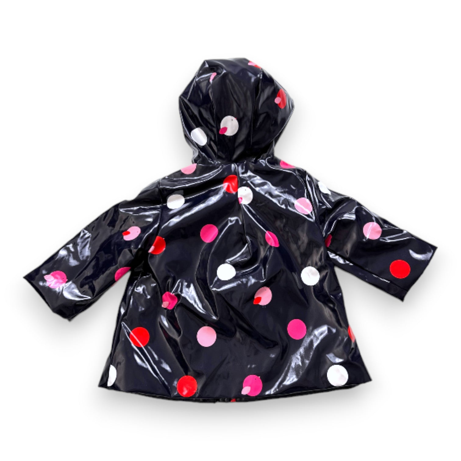JACADI - Navy blue raincoat with pink polka dots - 18 months