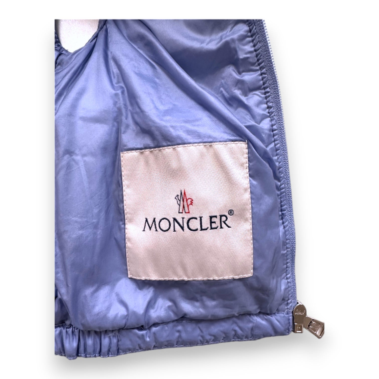 MONCLER - Himmelblaue ärmellose Daunenjacke - 9 Monate