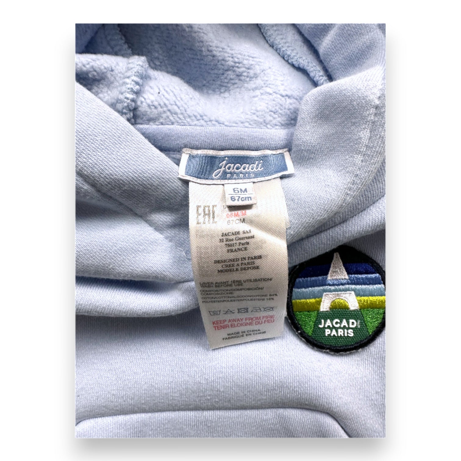 JACADI - Himmelblaues Sweatshirt - 6 Monate