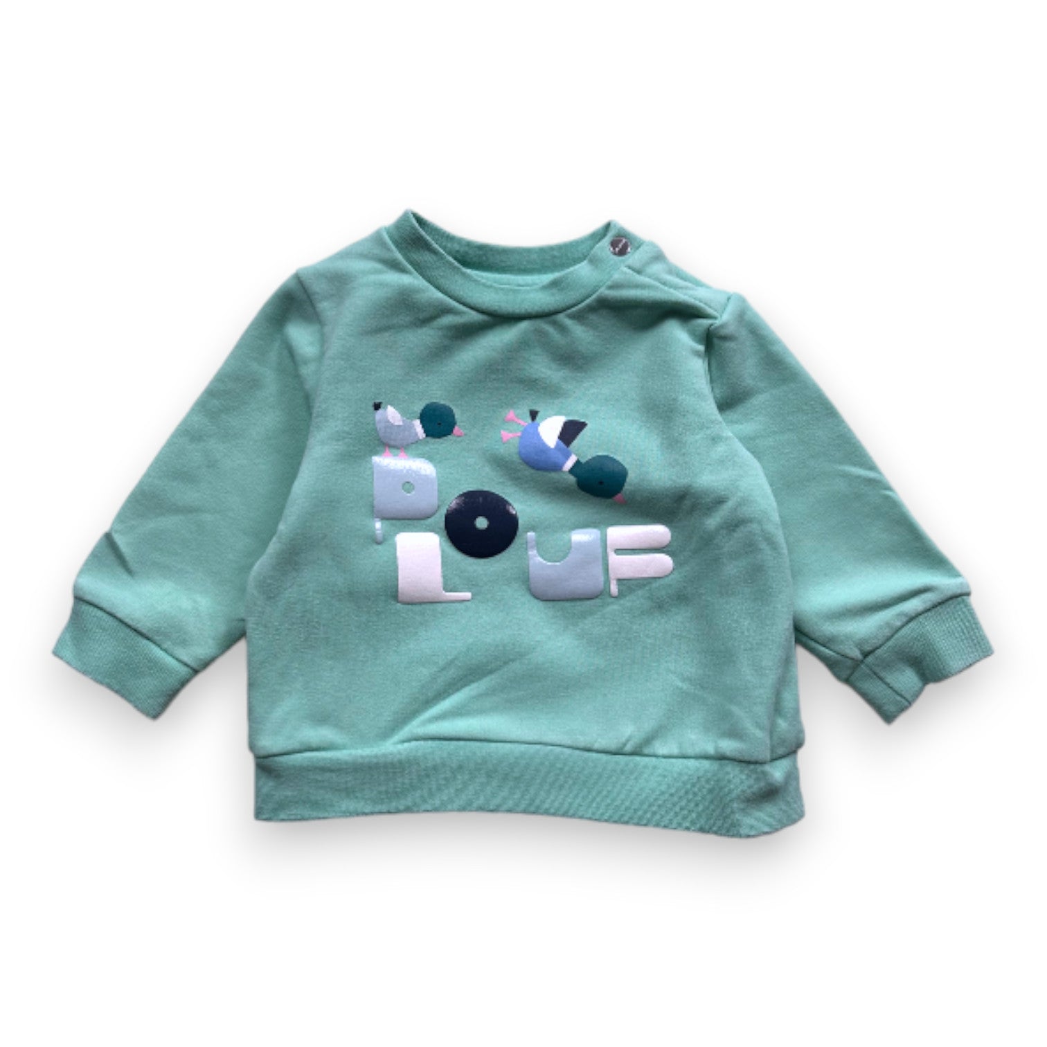 JACADI - grünes Sweatshirt mit Aufdrucken - 6 Monate