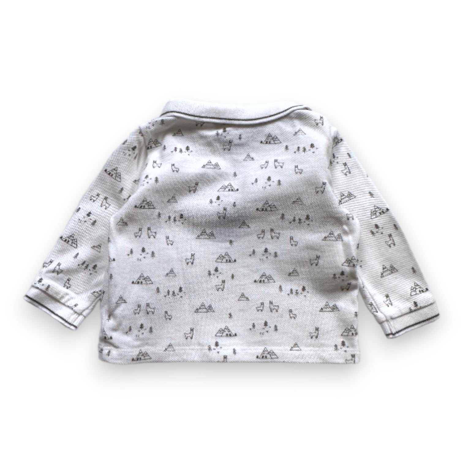 TARTINE & CHOCOLAT - White long-sleeved polo shirt with prints - 6 months