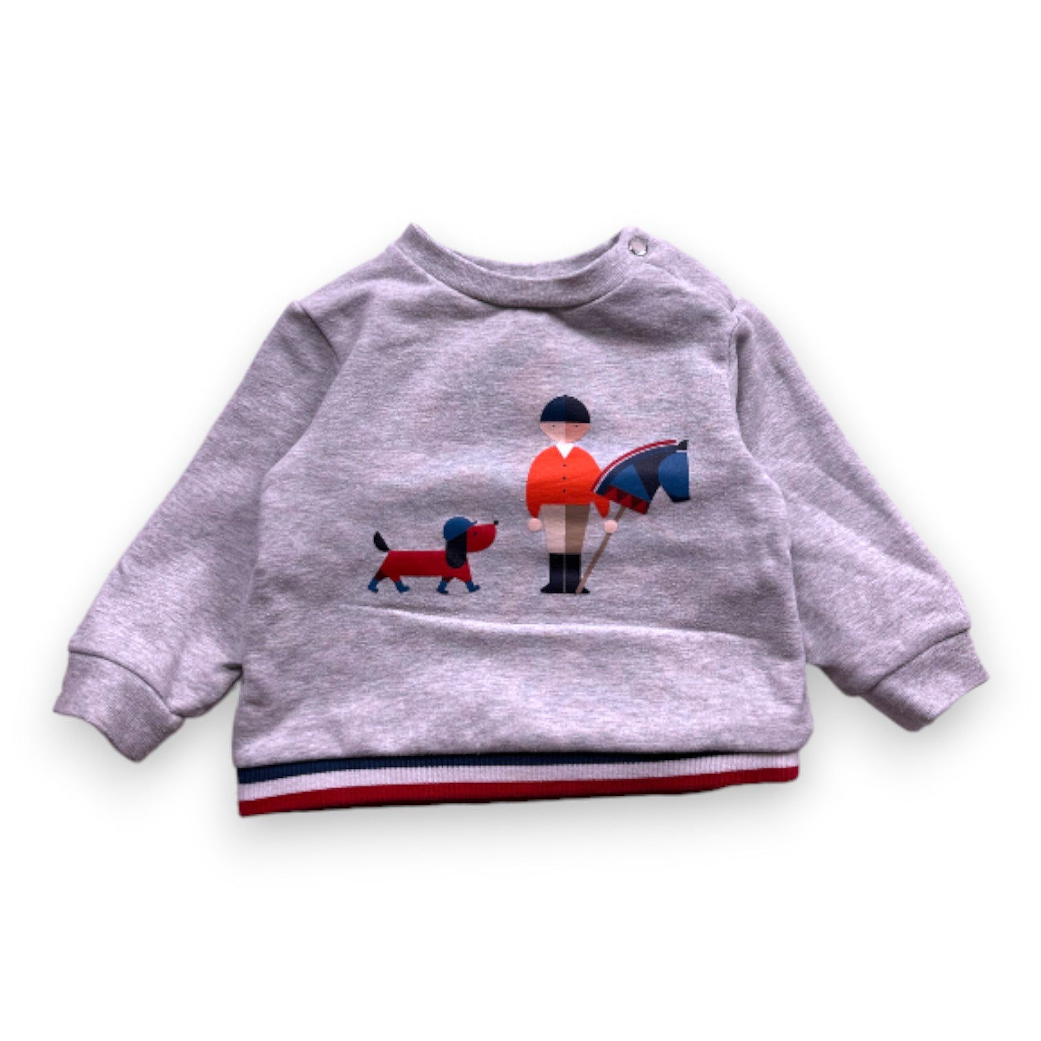 JACADI - graues Sweatshirt mit Aufdruck - 6 Monate