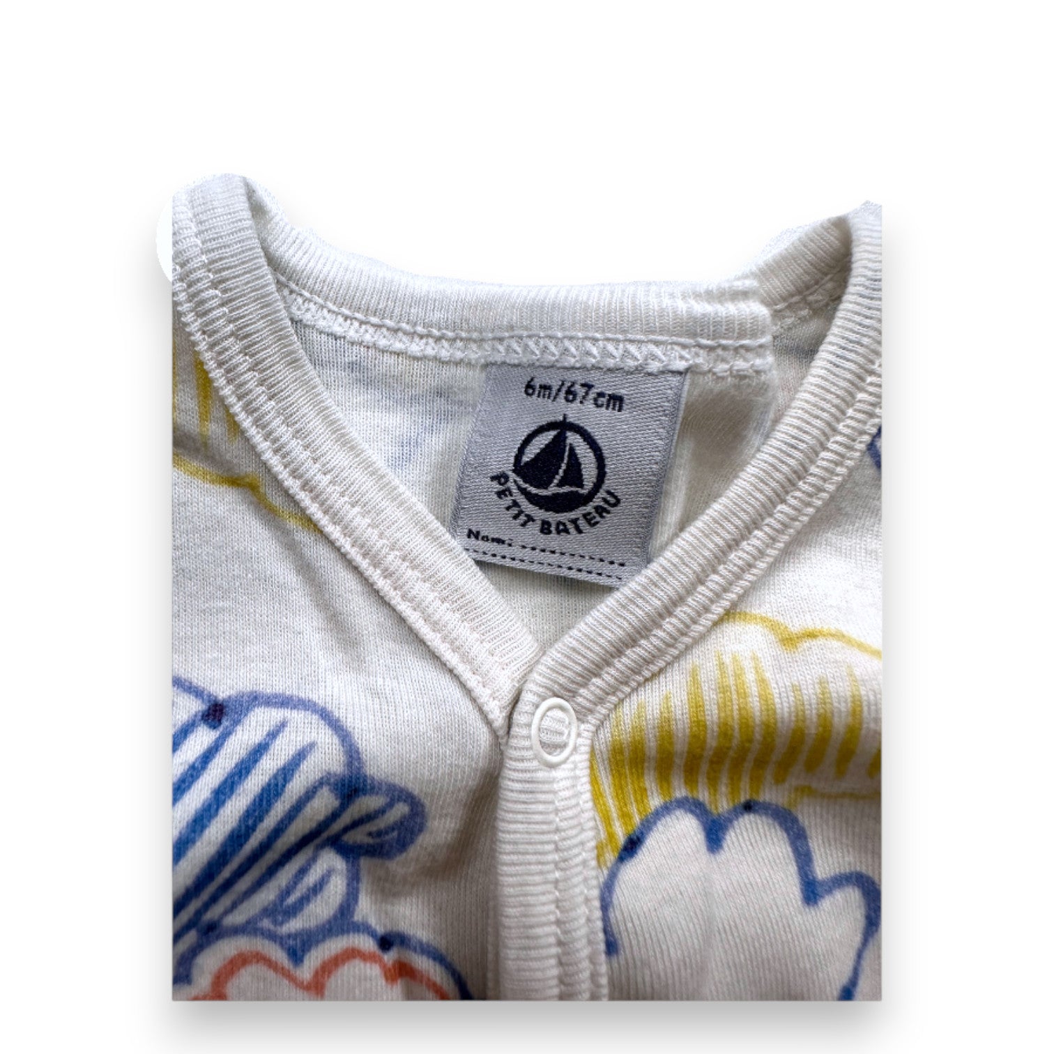PETIT BATEAU - White pajamas with cloud prints - 6 months