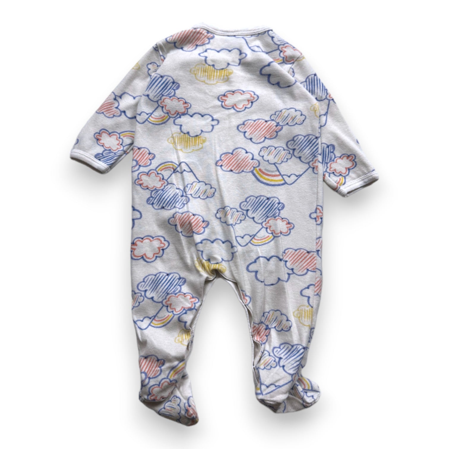 PETIT BATEAU - White pajamas with cloud prints - 6 months