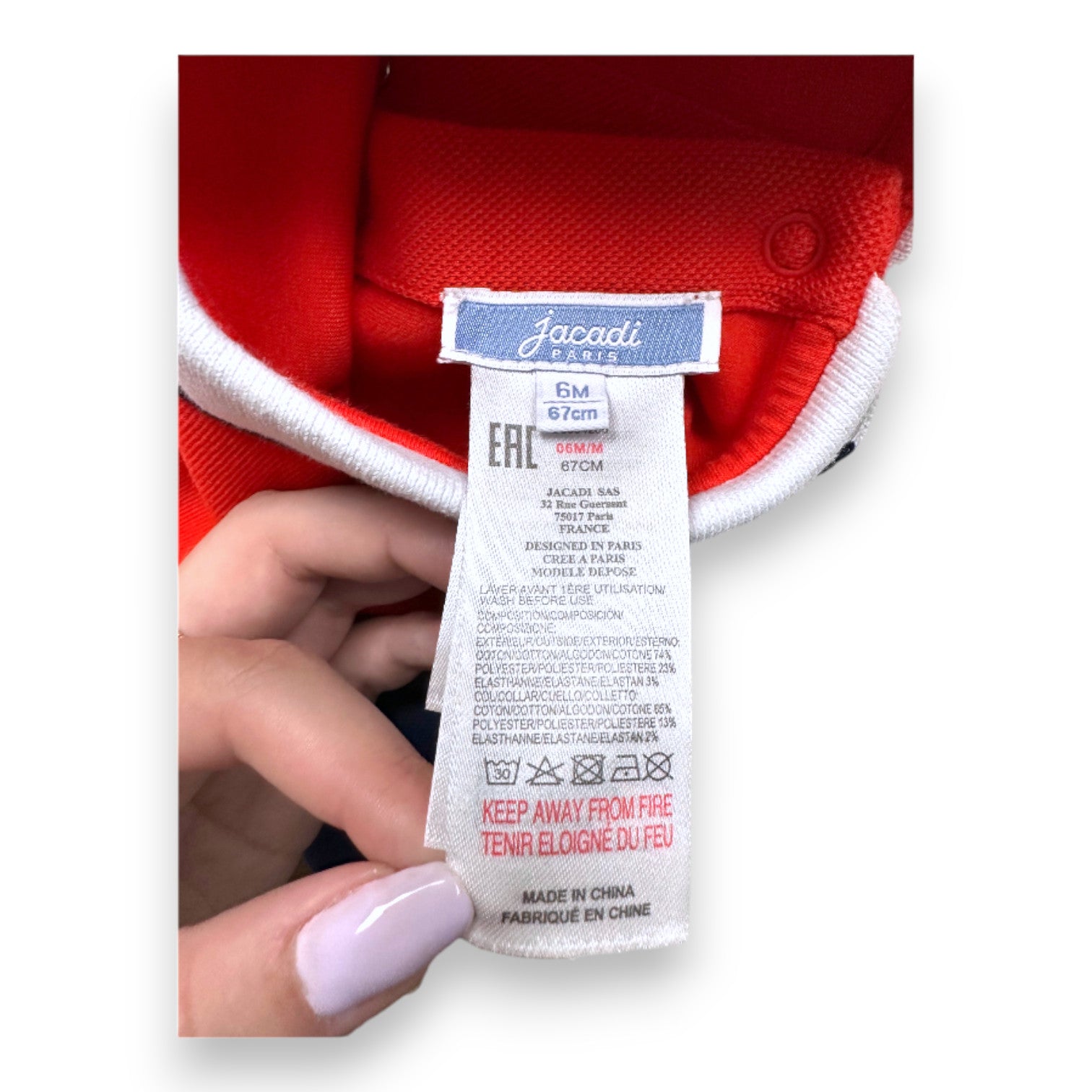 JACADI - Blue, white and red sweatshirt - 6 months