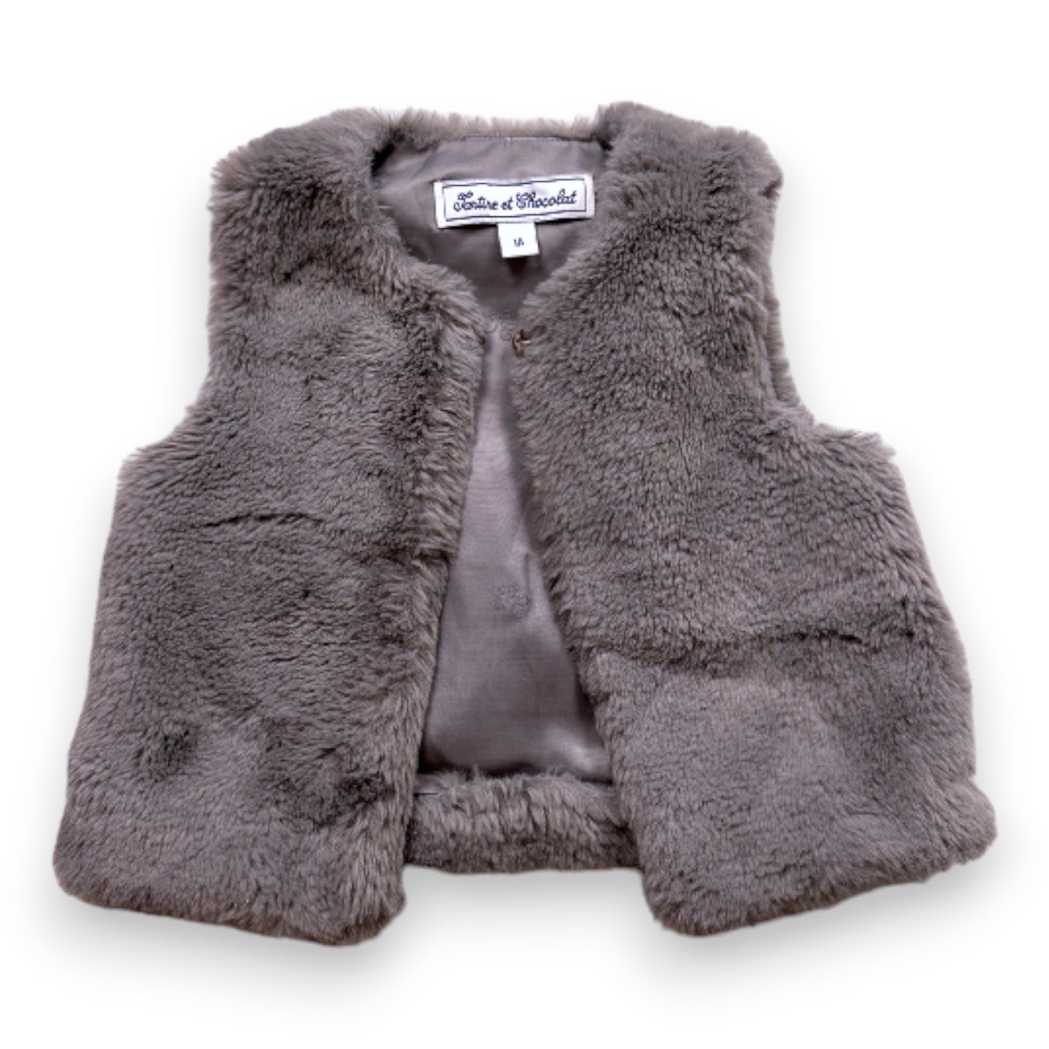 TARTINE & CHOCOLAT - Grey fur sleeveless vest - 12 months