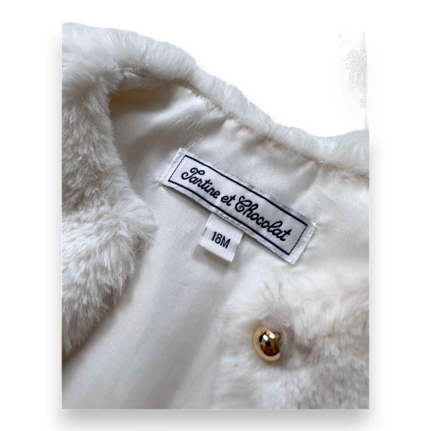 TARTINE & CHOCOLAT - White sleeveless fur vest - 18 months