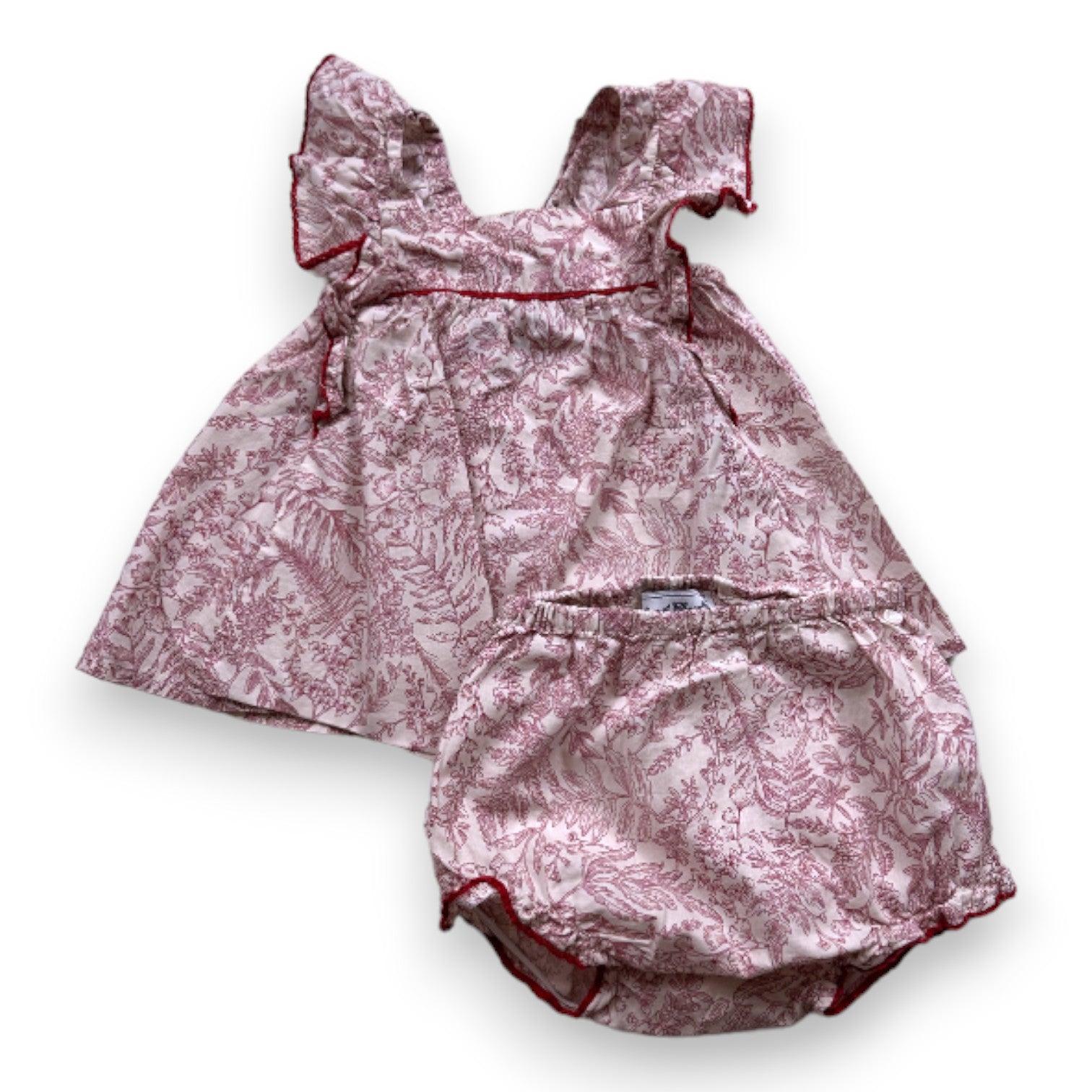 TARTINE & CHOCOLAT - Red set and pink and white floral bloomers - 2 years