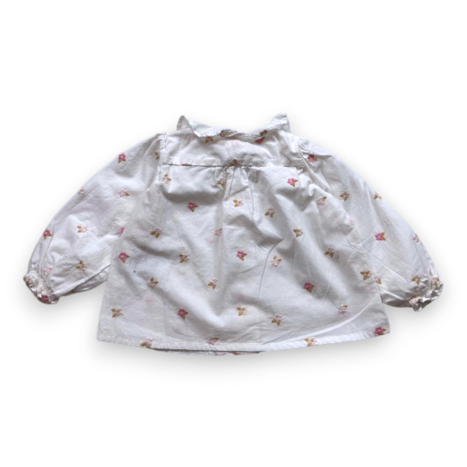 BONPOINT - White blouse with embroidered flowers - 18 months