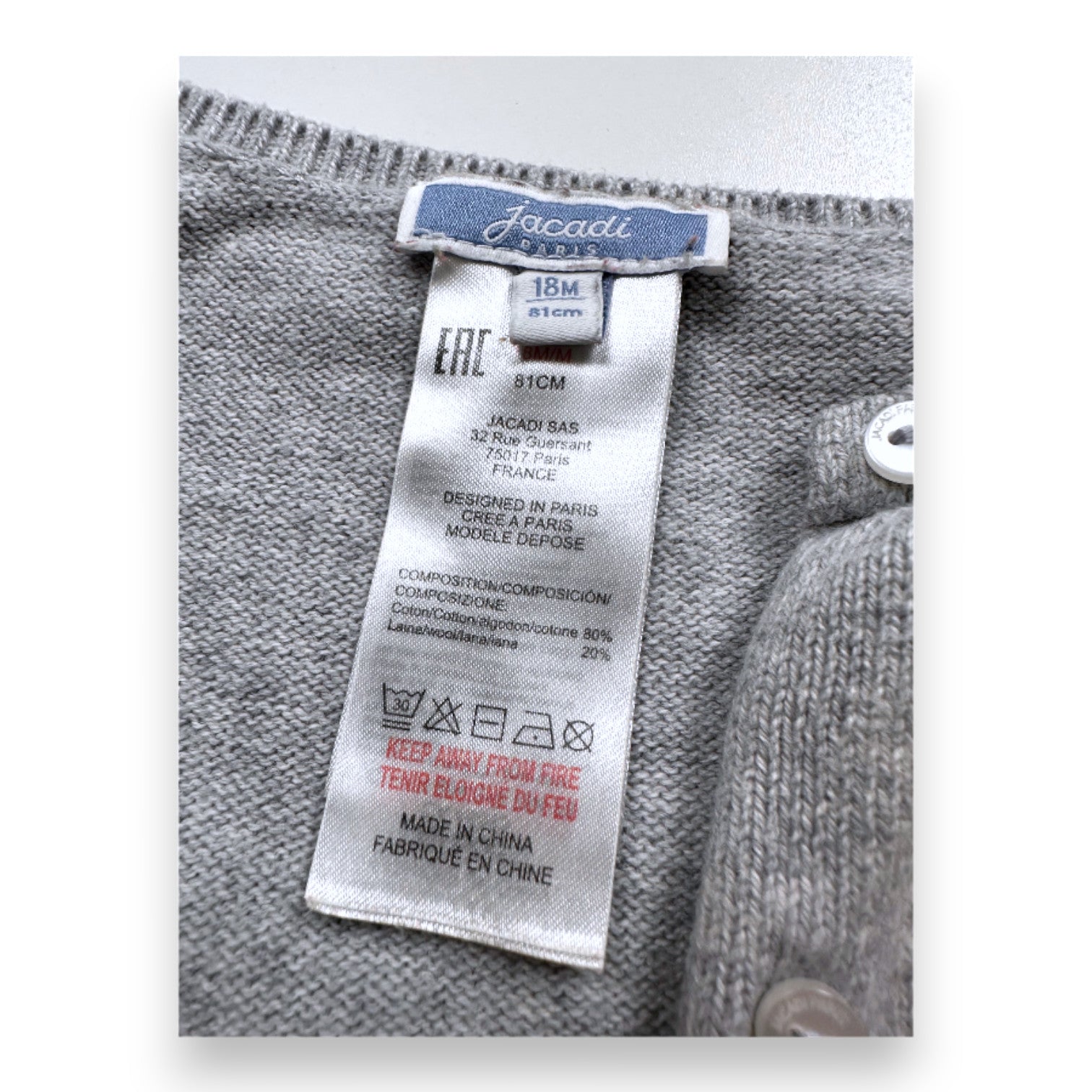 JACADI - Grey vest and leggings set - 18 months