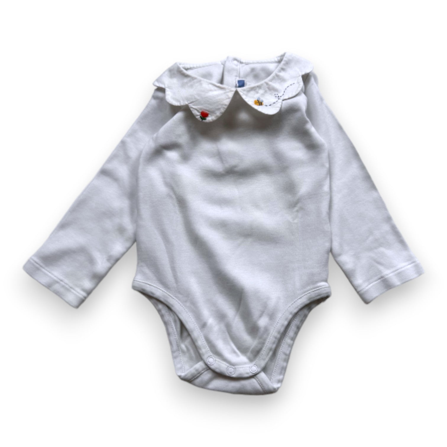 JACADI - White bodysuit with embroidered collar - 18 months