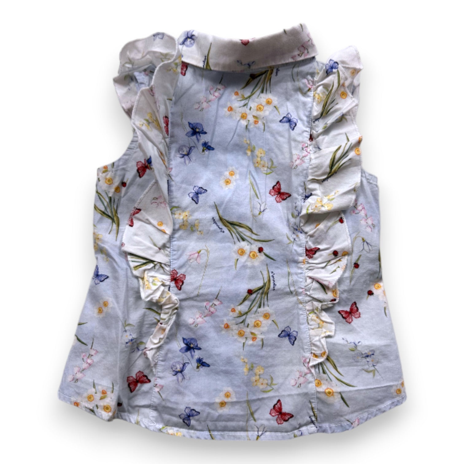 MONNALISA - Blue floral shirt - 2 years