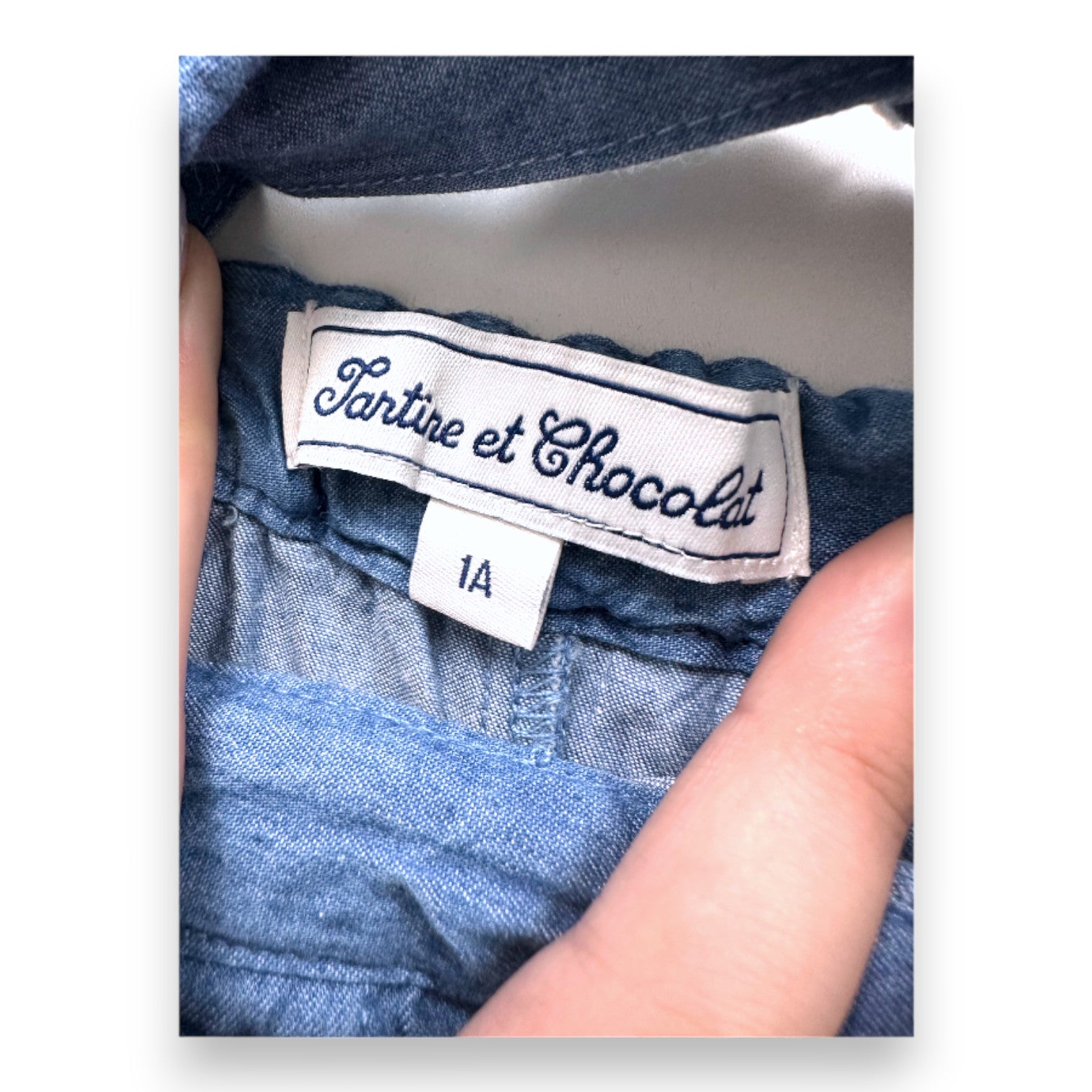 TARTINE & CHOCOLAT - Blue denim-effect overalls with embroidery - 12 months