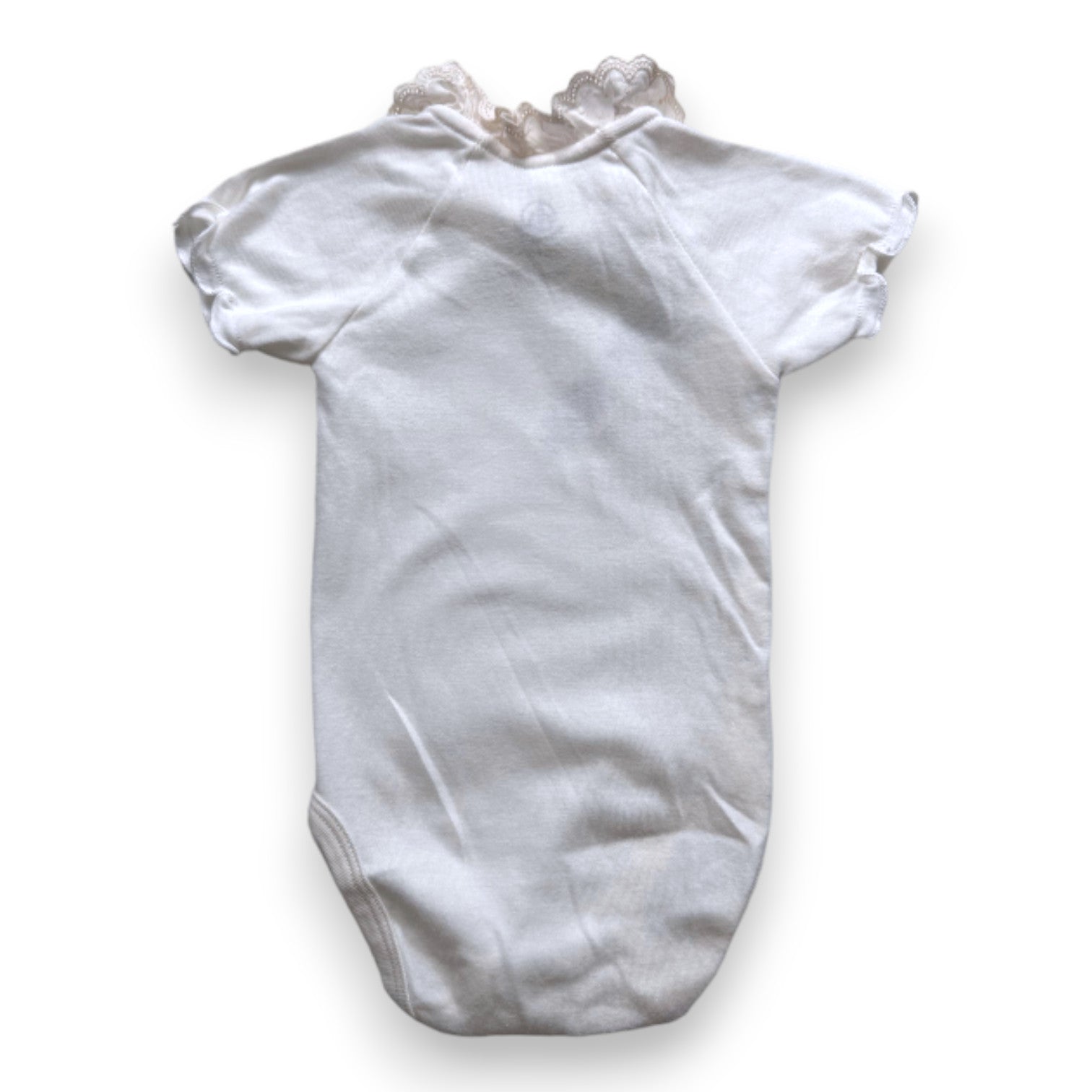 PETIT BATEAU - White bodysuit with ruffled collar - 6 months