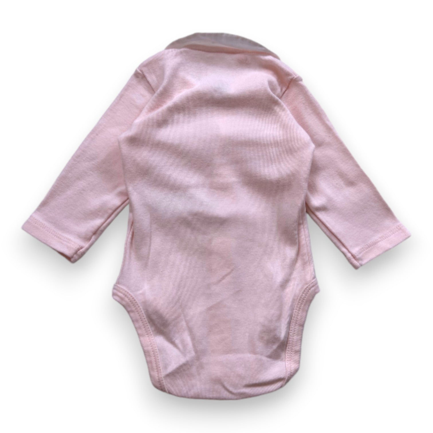 PETIT BATEAU - Pink bodysuit with long sleeves and white collar - 3 months