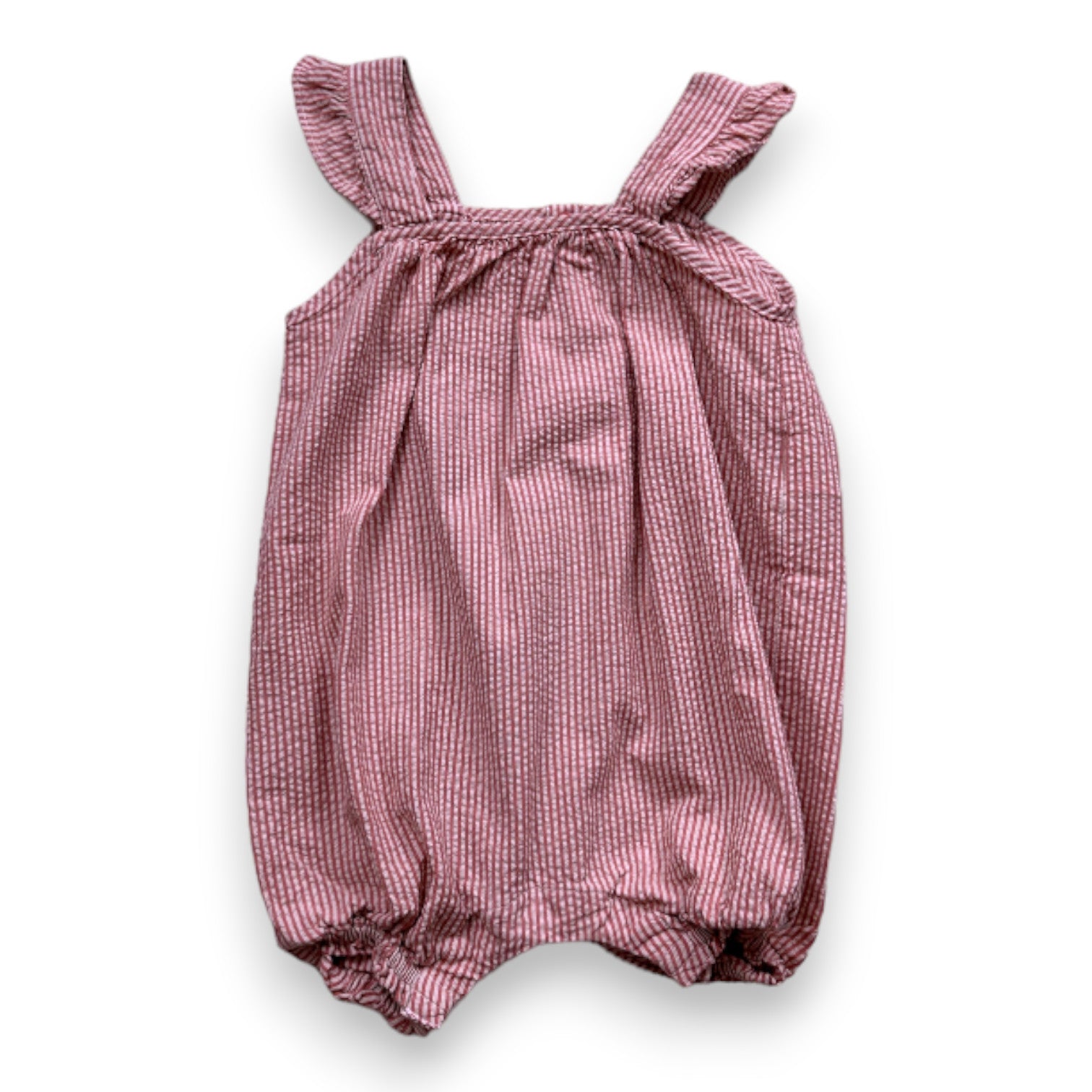 PETIT BATEAU - orange and white striped overalls - 6 months