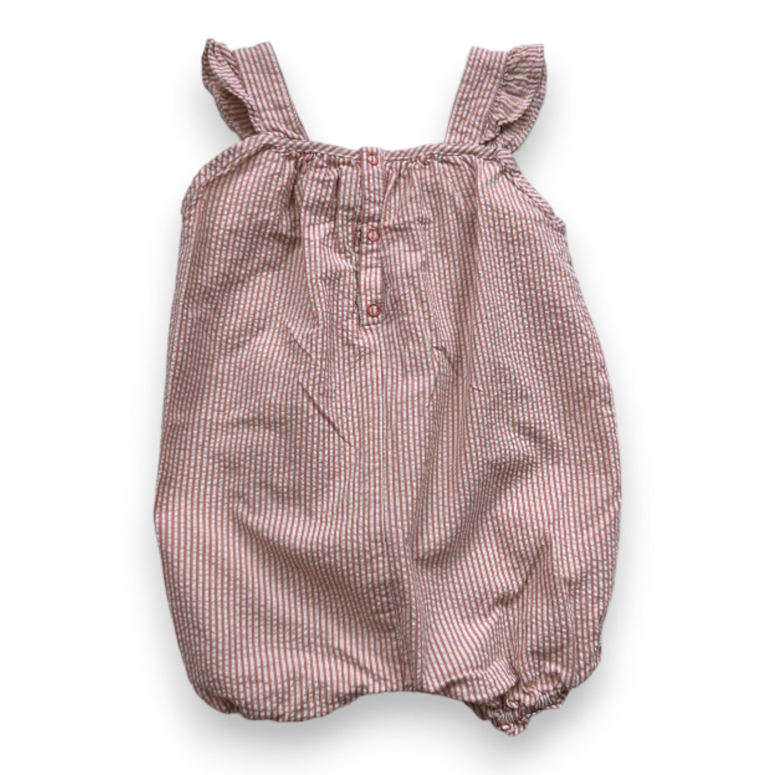 PETIT BATEAU - orange and white striped overalls - 6 months