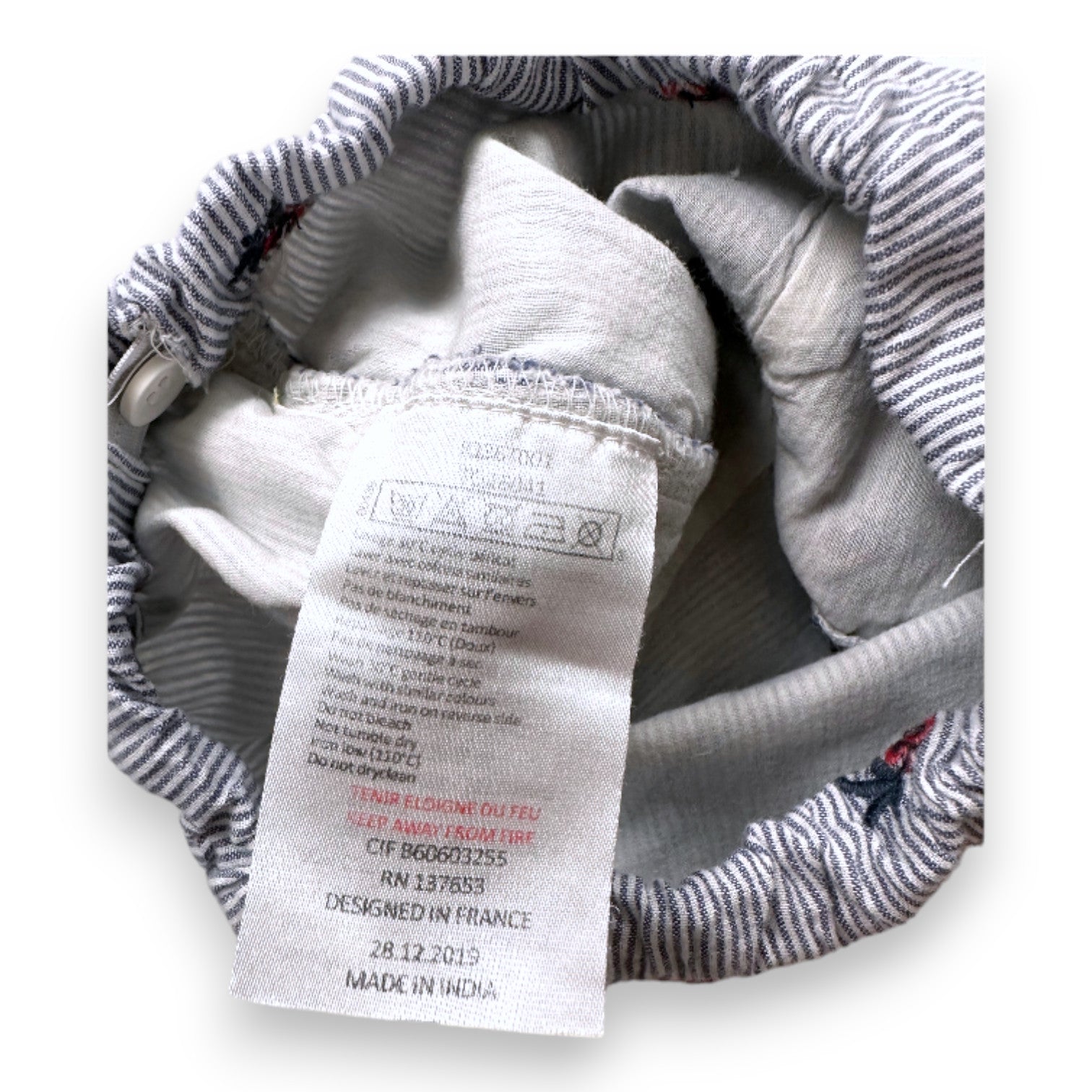 TARTINE & CHOCOLAT - Blue and white striped shorts with embroidered flowers - 9 months