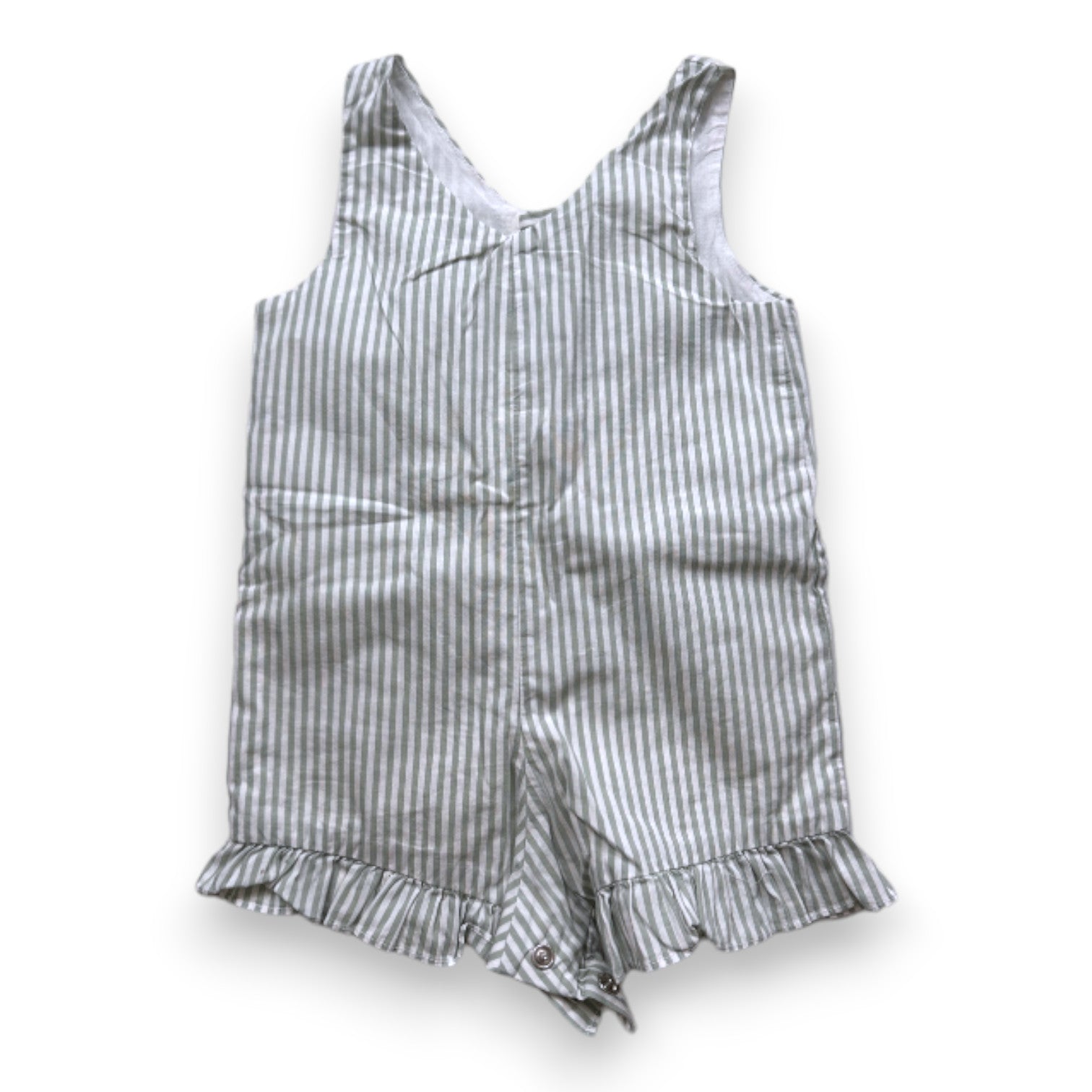 TARTINE & CHOCOLAT - Green and white striped overalls - 6 months