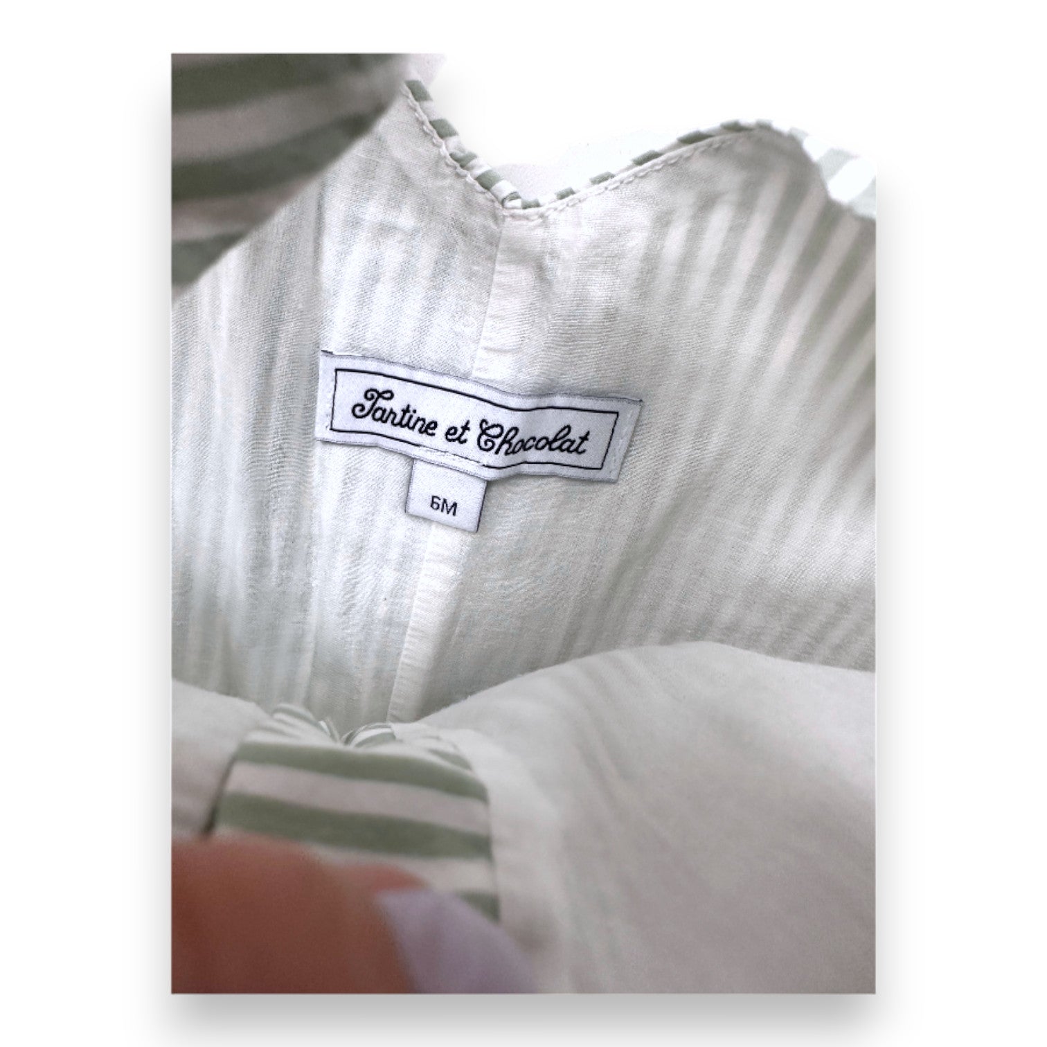 TARTINE & CHOCOLAT - Green and white striped overalls - 6 months