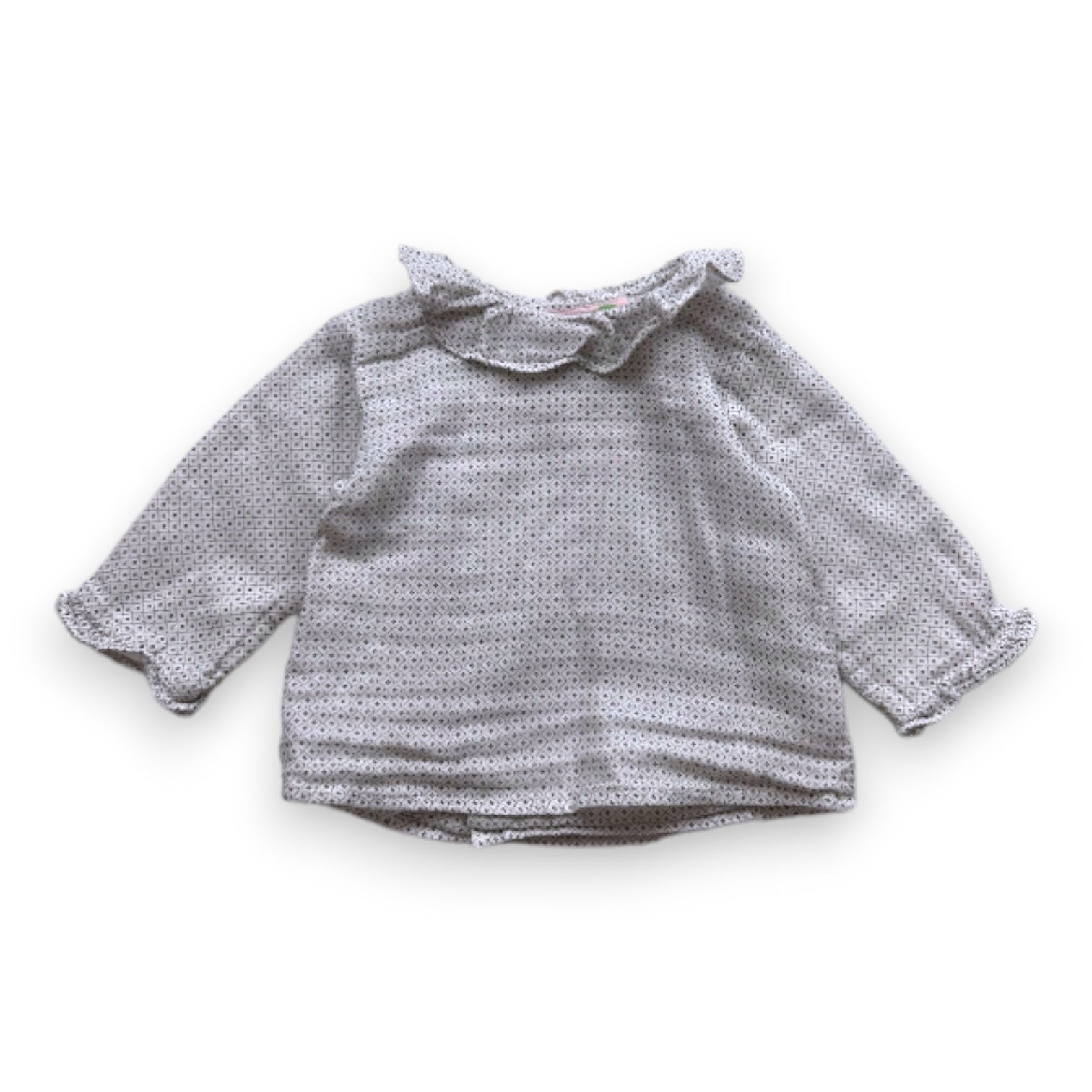 BONPOINT - White blouse with black patterns - 3 months