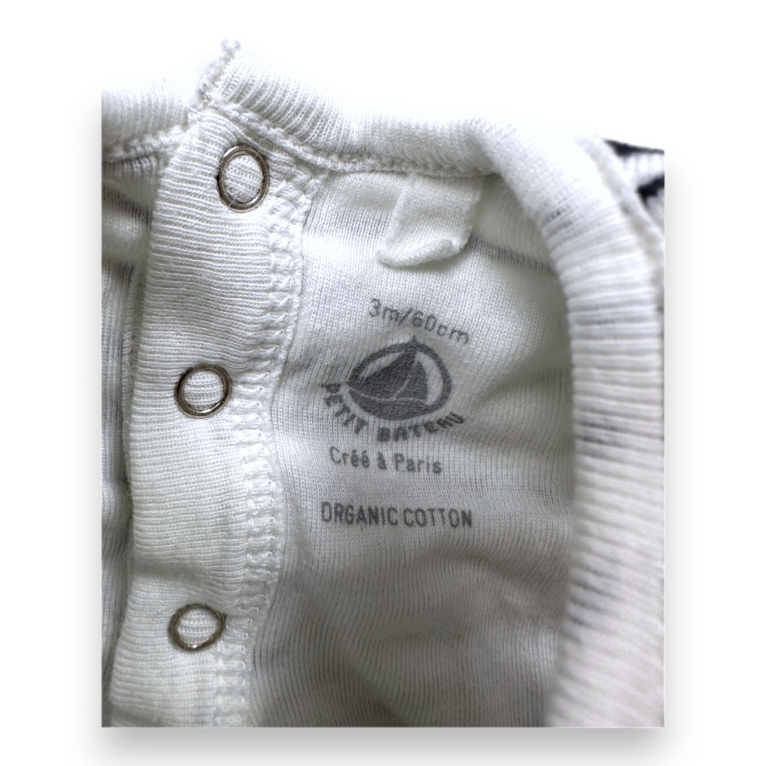 PETIT BATEAU - White and blue striped dress with bodysuit - 3 months