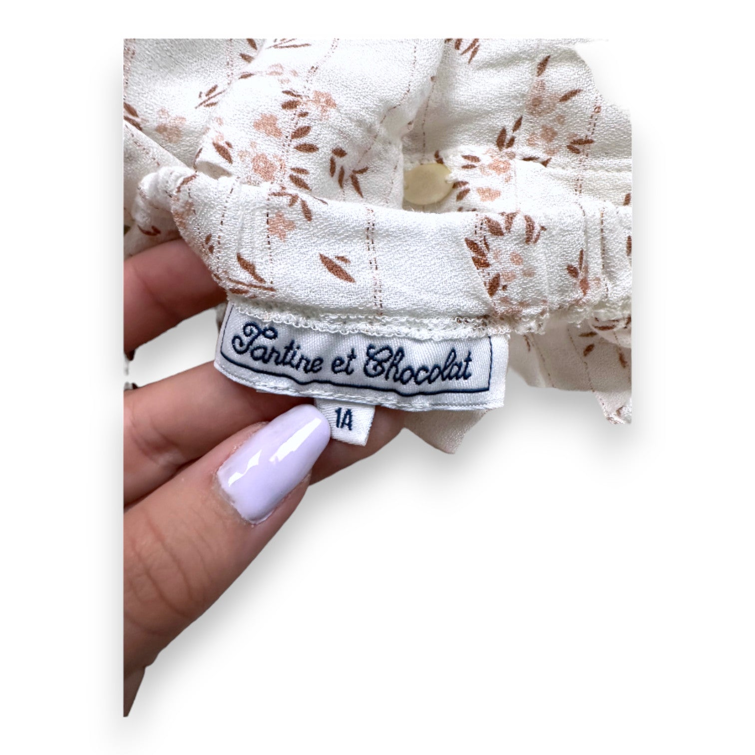 TARTINE & CHOCOLAT - White dress and bloomer set with pink flowers - 12 months