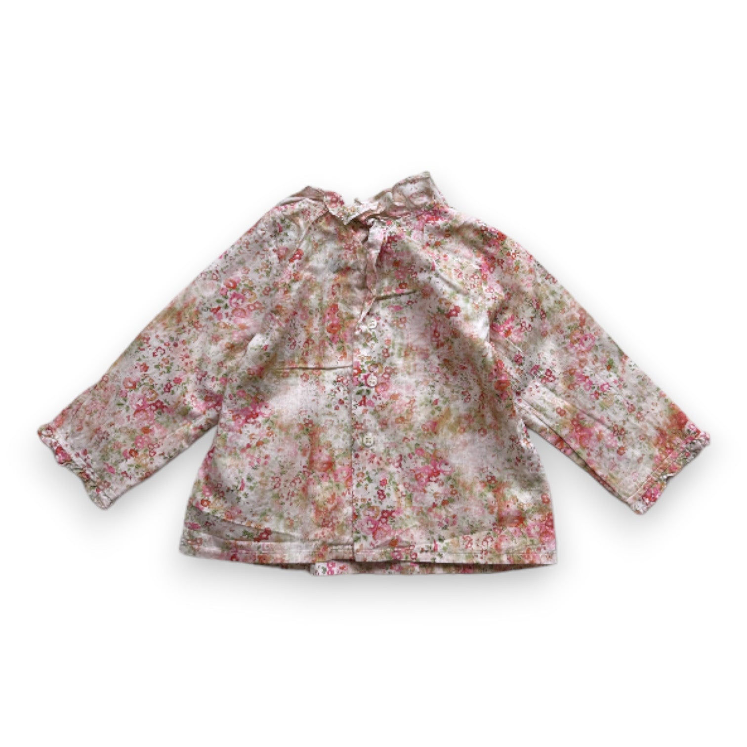 BONPOINT - Beige blouse with pink flowers - 18 months