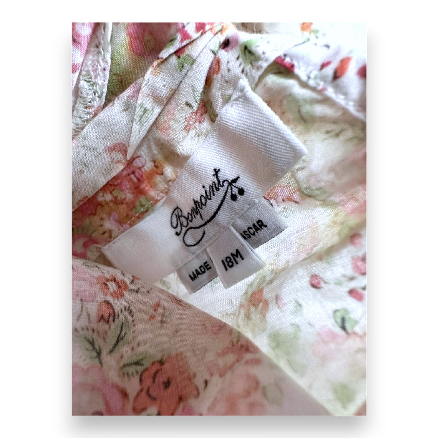 BONPOINT - Beige Bluse mit rosa Blumen - 18 Monate
